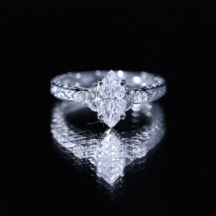 Lab Grown Diamond Marquise Engagement Ring with Celtic Knot Detail Lab - ( EF-VS ) - Rosec Jewels