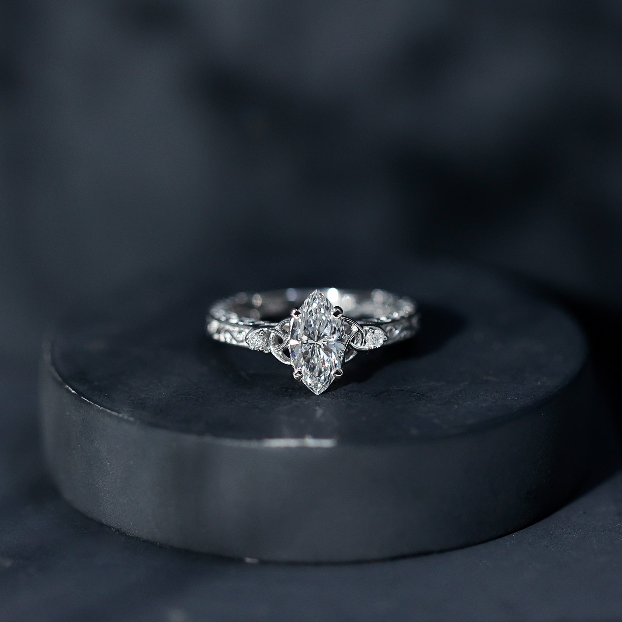 Lab Grown Diamond Marquise Engagement Ring with Celtic Knot Detail Lab - ( EF-VS ) - Rosec Jewels