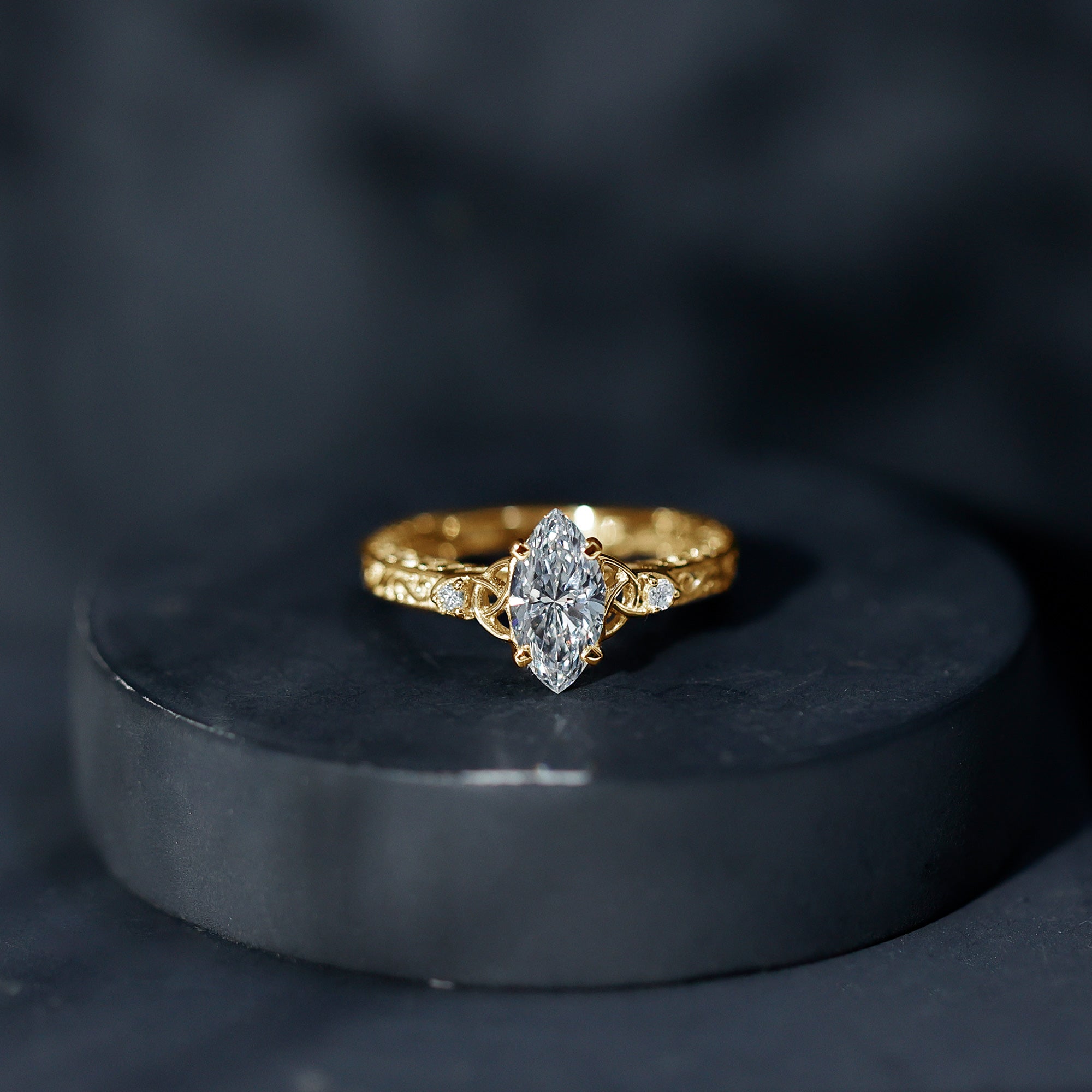 Lab Grown Diamond Marquise Engagement Ring with Celtic Knot Detail Lab - ( EF-VS ) - Rosec Jewels