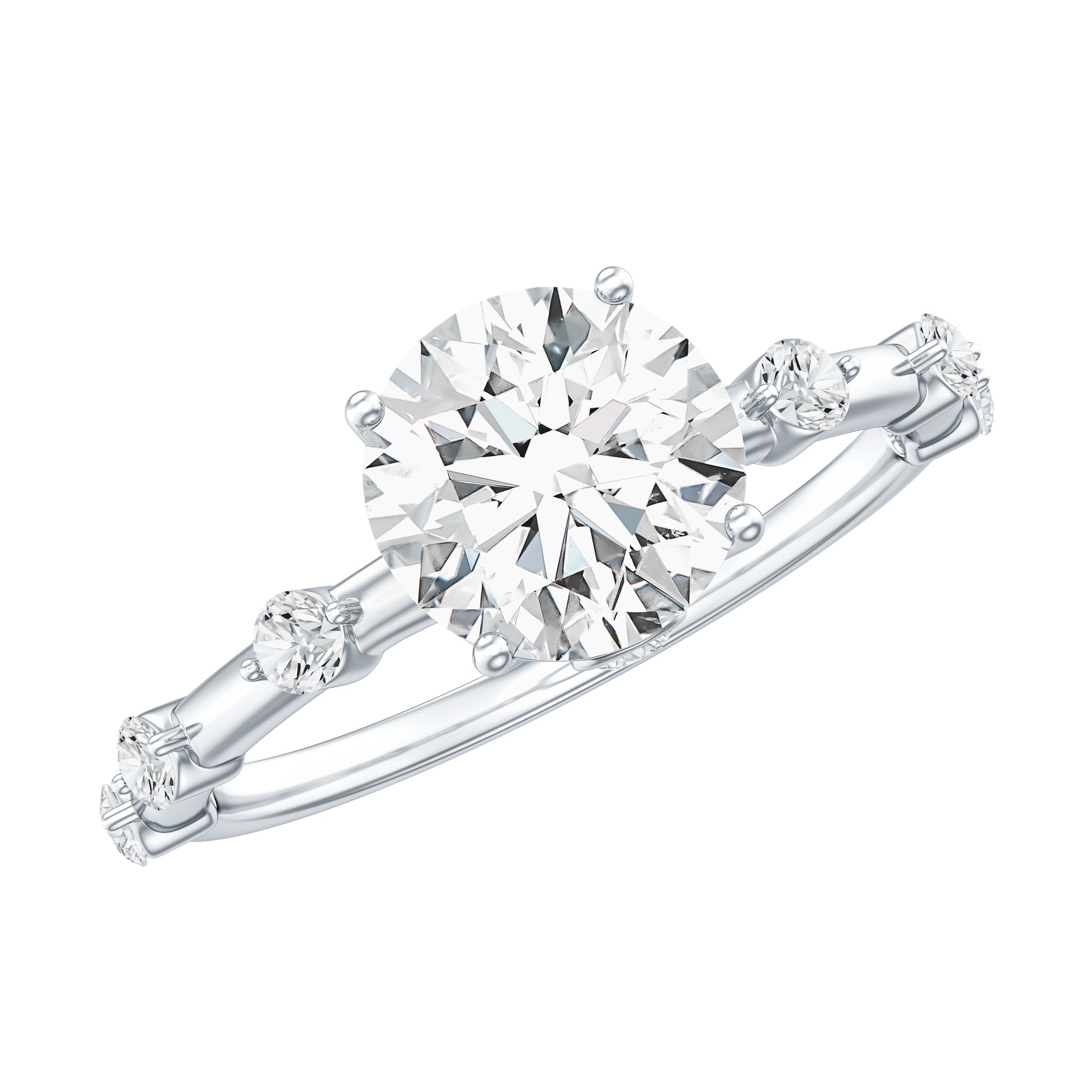 Round Brilliant Cut Lab Grown Diamond Traditional Engagement Ring