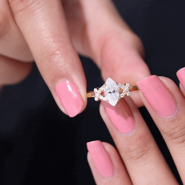 Lab Grown Diamond 5X10 MM Marquise Engagement Ring Lab - ( EF-VS ) - Rosec Jewels