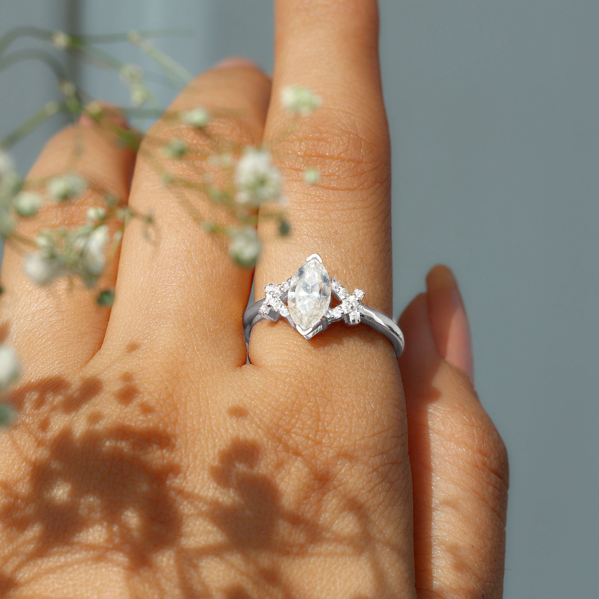 Lab Grown Diamond 5X10 MM Marquise Engagement Ring Lab - ( EF-VS ) - Rosec Jewels