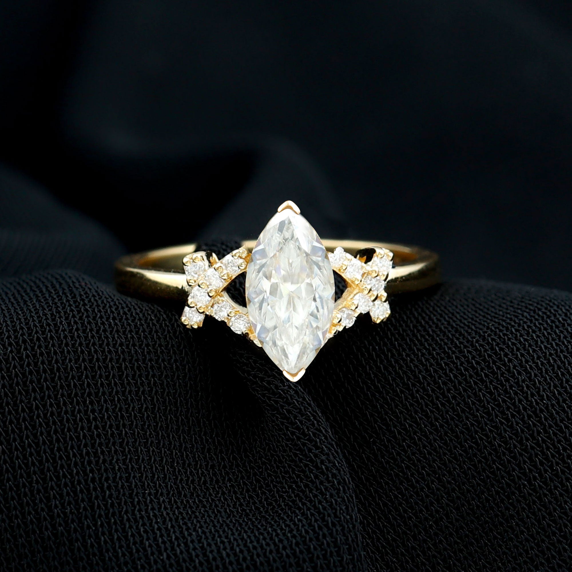 Lab Grown Diamond 5X10 MM Marquise Engagement Ring Lab - ( EF-VS ) - Rosec Jewels