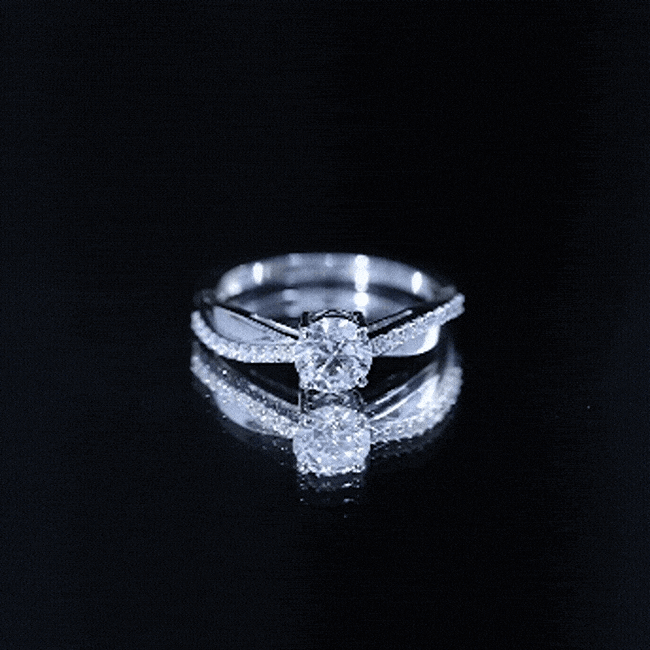 Certified Lab Grown Diamond Engagement Ring With Bypass Details Lab - ( EF-VS ) - Rosec Jewels