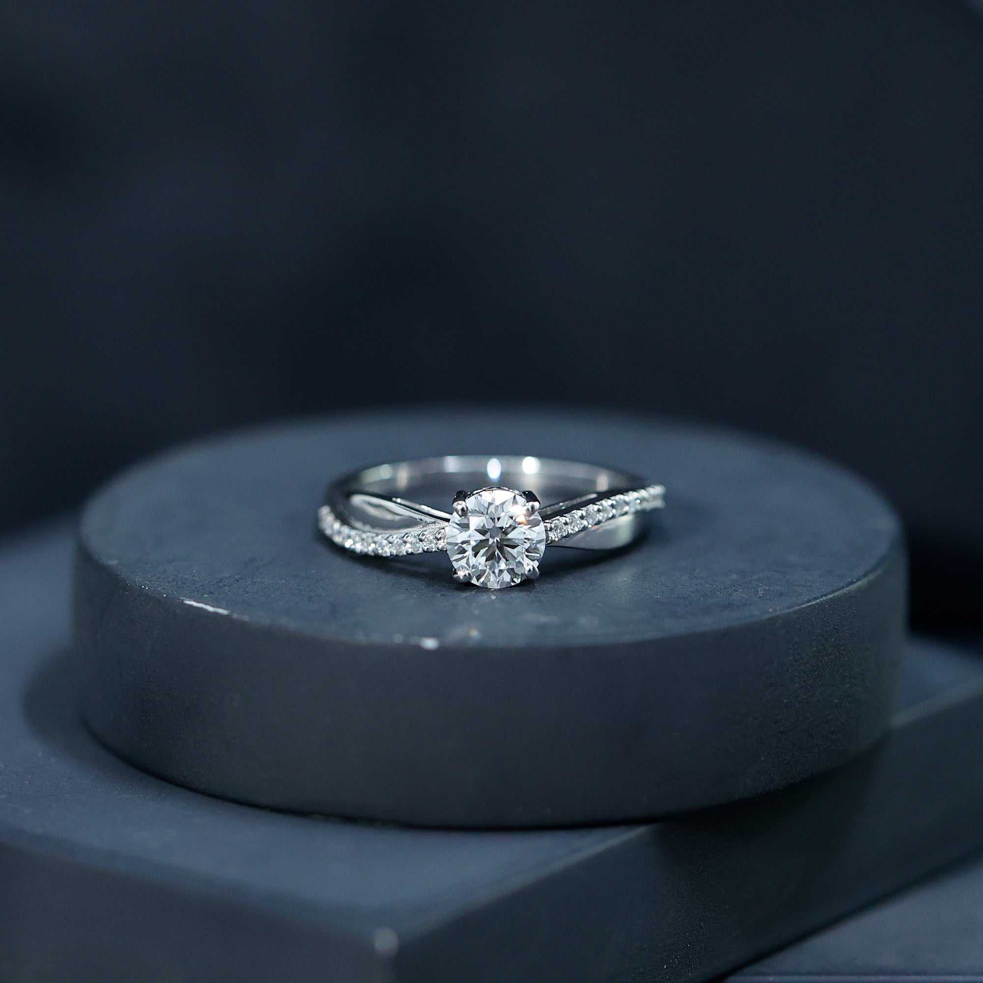 Certified Lab Grown Diamond Engagement Ring With Bypass Details Lab - ( EF-VS ) - Rosec Jewels