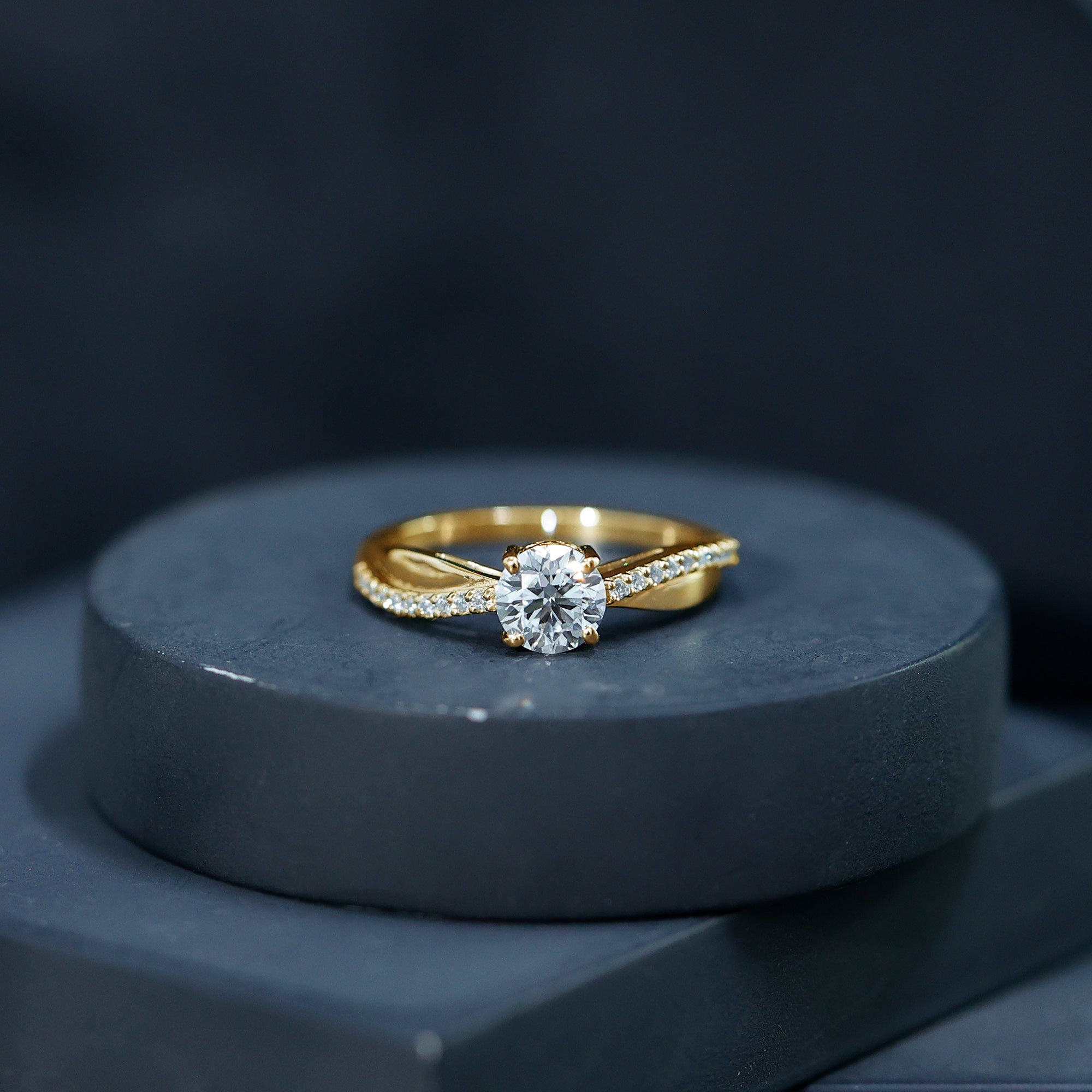 Certified Lab Grown Diamond Engagement Ring With Bypass Details Lab - ( EF-VS ) - Rosec Jewels