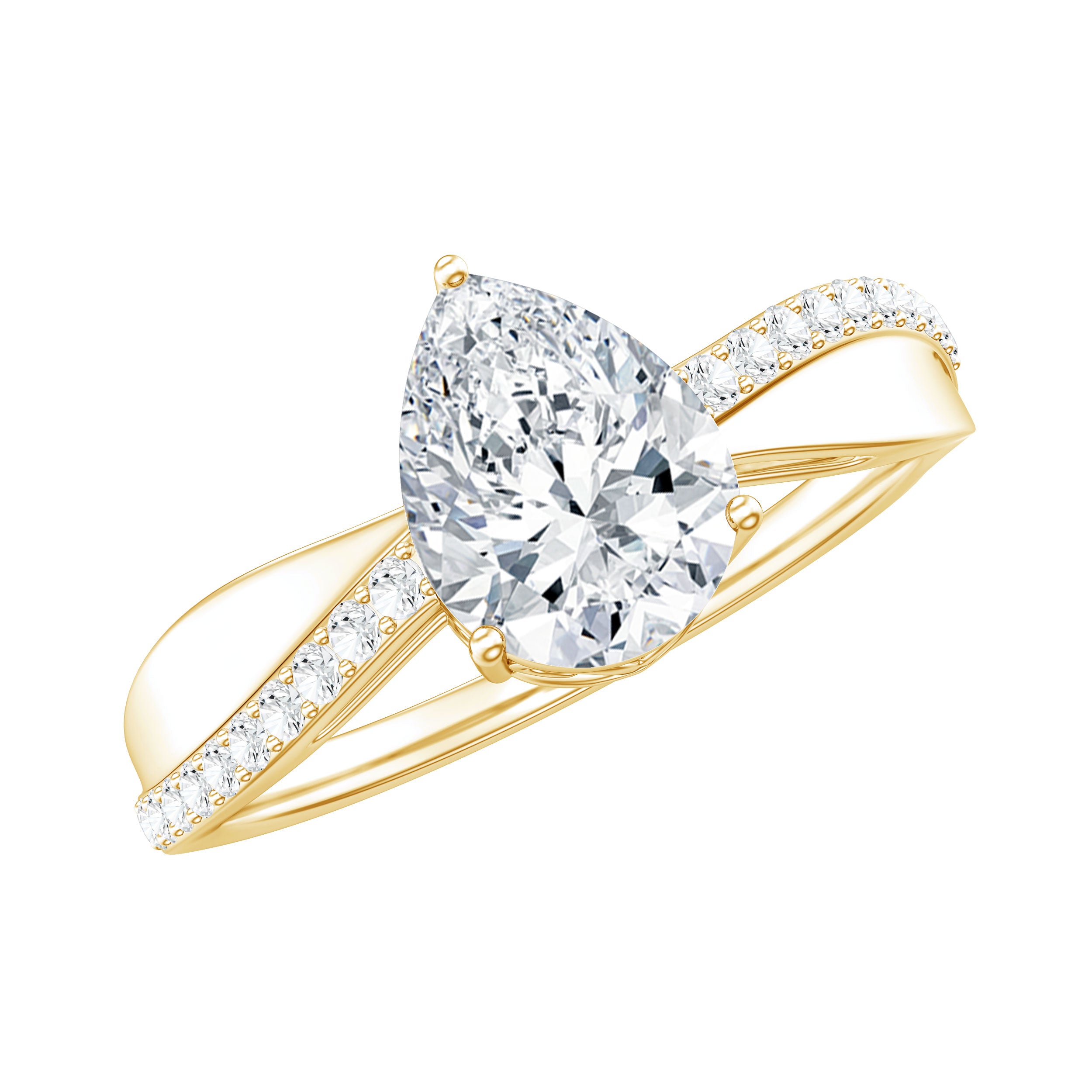 Pear Cut Diamond Classic Engagement Ring Lab - ( EF-VS ) - Rosec Jewels