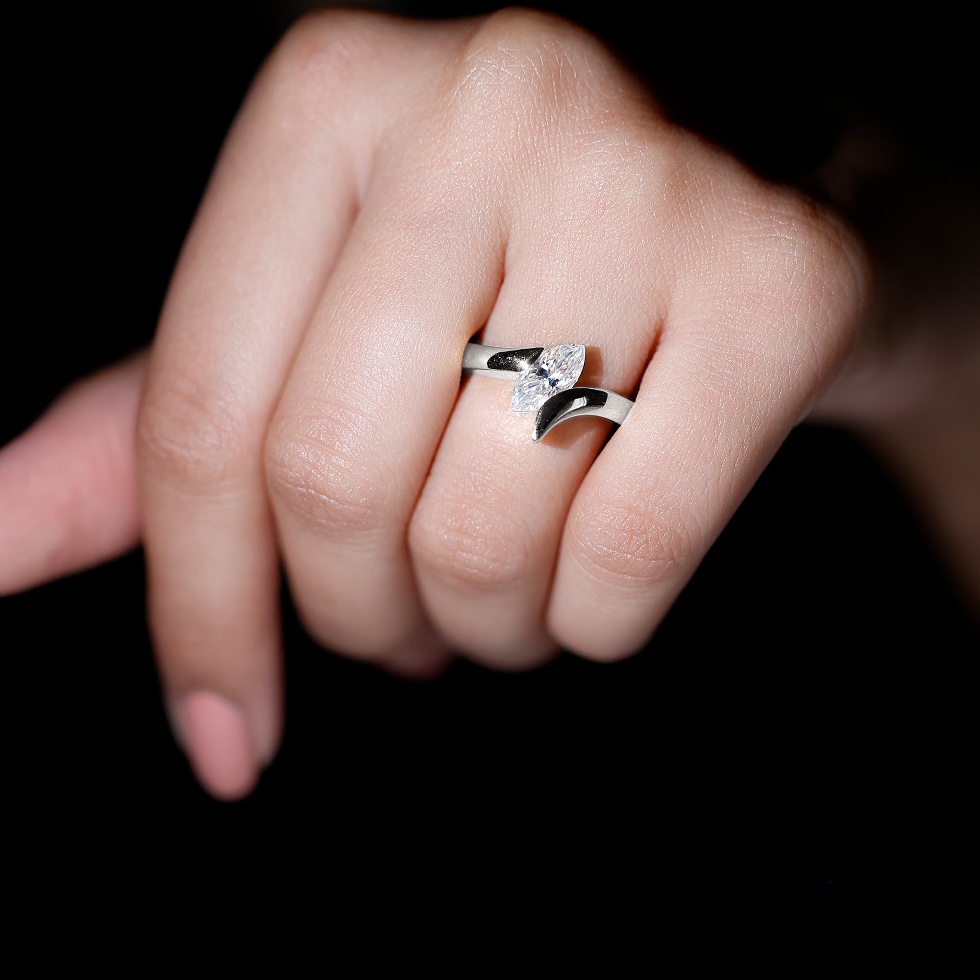 Rosec Jewels-Lab Diamond 5X10 MM Marquise Engagement Ring in Tension Mount Setting