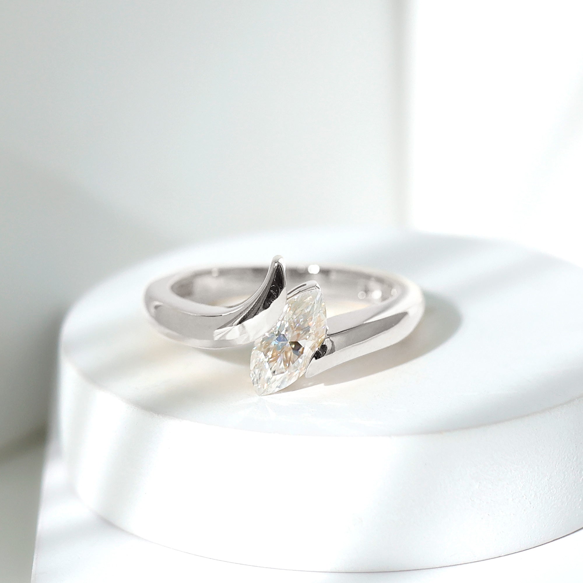 Lab Diamond 5X10 MM Marquise Engagement Ring in Tension Mount Setting Lab - ( EF-VS ) - Rosec Jewels