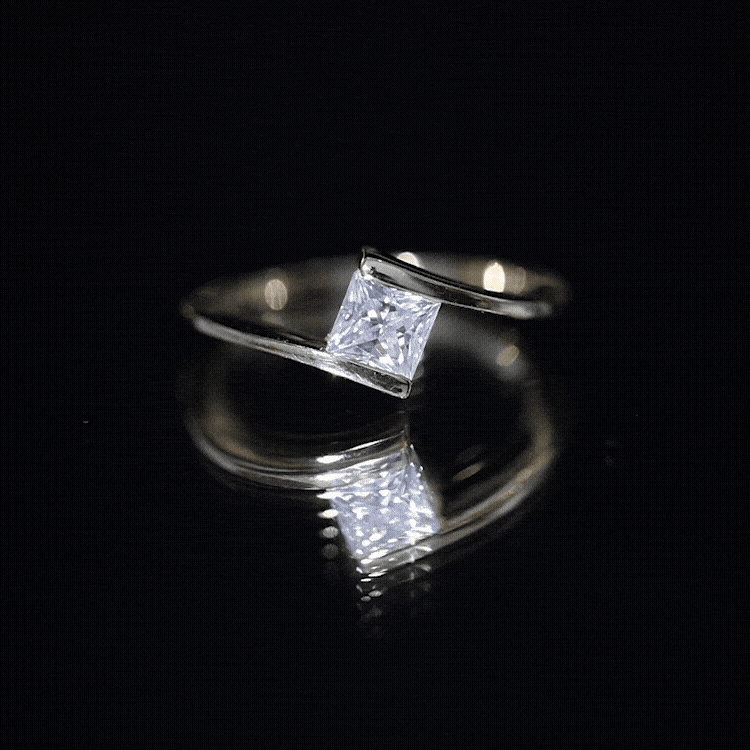 5 mm Princess Cut Lab Grown Diamond Ring With Tension Setting Lab - ( EF-VS ) - Rosec Jewels