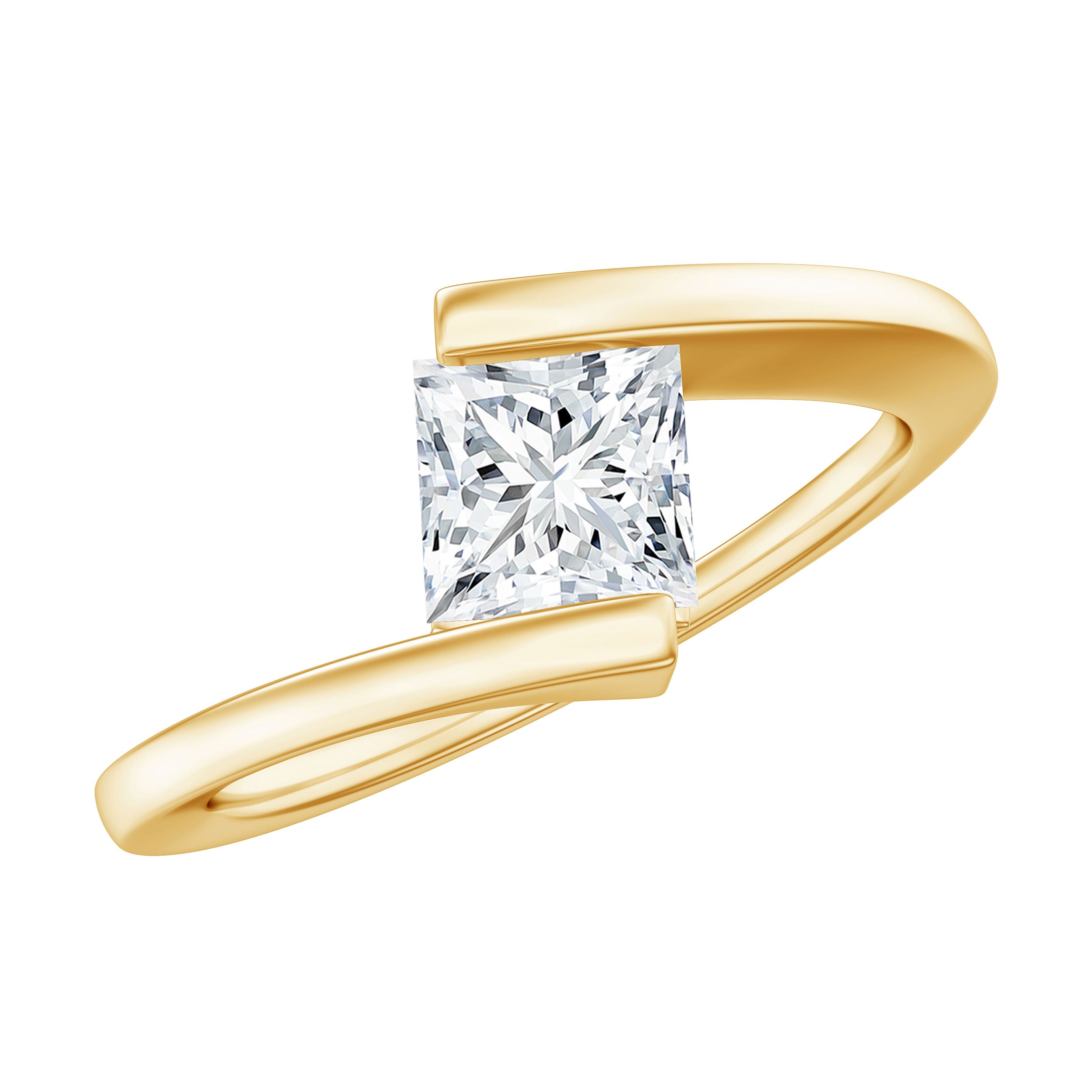 5 mm Princess Cut Lab Grown Diamond Ring With Tension Setting Lab - ( EF-VS ) - Rosec Jewels