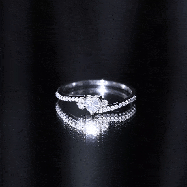 1.5 Carat Heart Shaped Lab Grown Diamond Engagement Rings With Bypass Shank Lab - ( EF-VS ) - Rosec Jewels