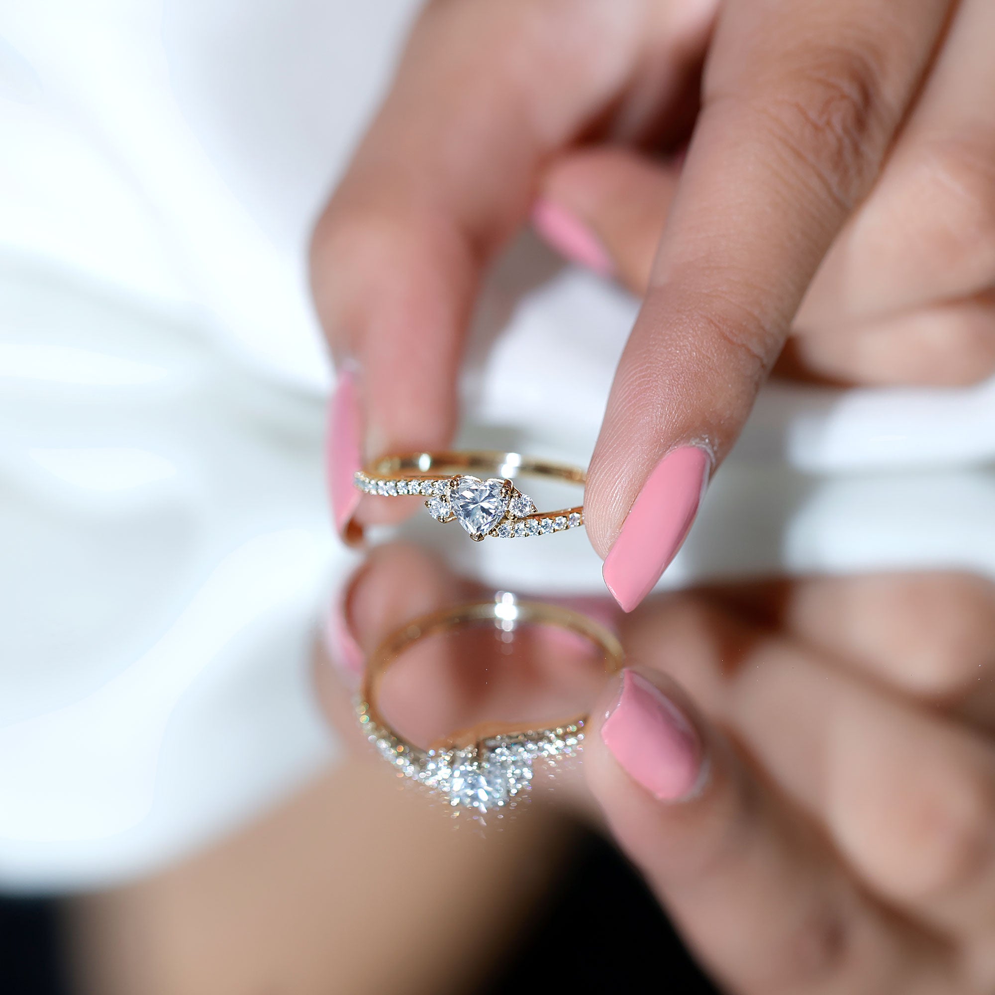 Rosec Jewels-Lab Diamond Bypass Heart Engagement Ring