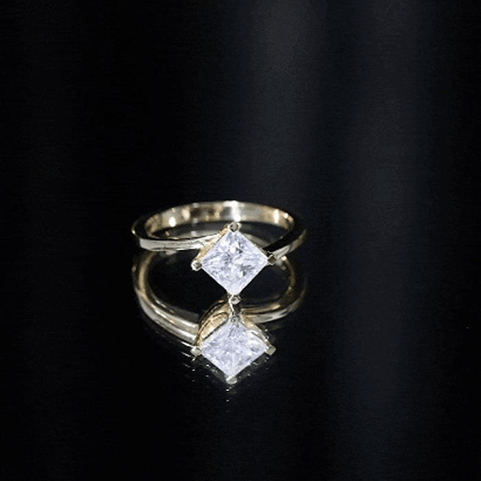 Princess Cut Lab Grown Diamond Bypass Engagement Ring for Women Lab - ( EF-VS ) - Rosec Jewels