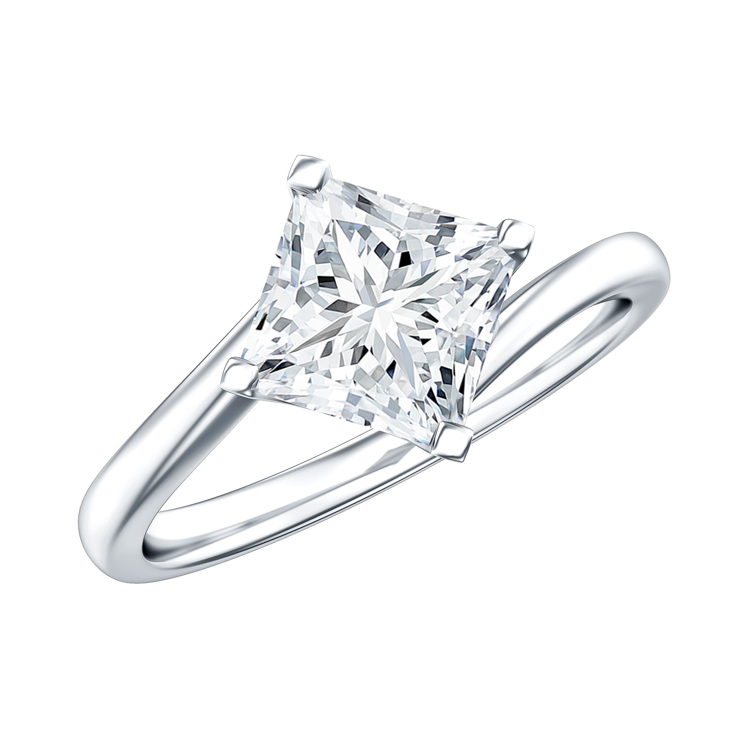 Princess Cut Lab Grown Diamond Bypass Engagement Ring for Women Lab - ( EF-VS ) - Rosec Jewels