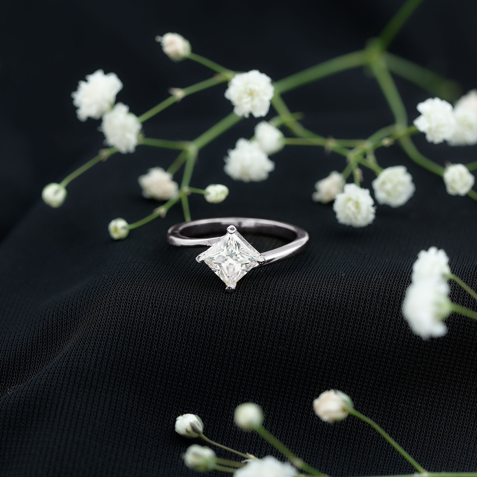 Princess Cut Lab Grown Diamond Bypass Engagement Ring for Women Lab - ( EF-VS ) - Rosec Jewels