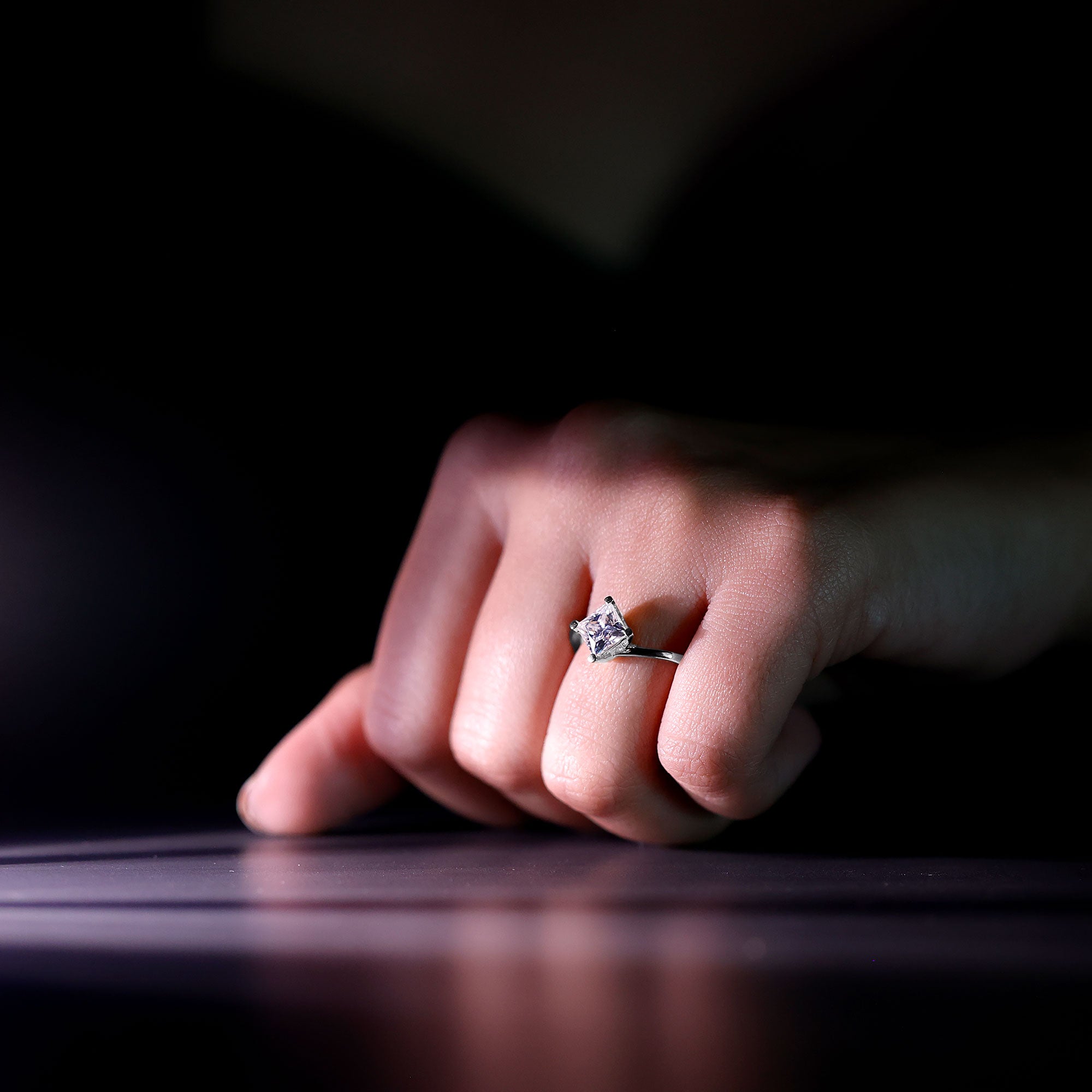 Rosec Jewels-Princess Cut Lab Grown Diamond Bypass Engagement Ring for Women