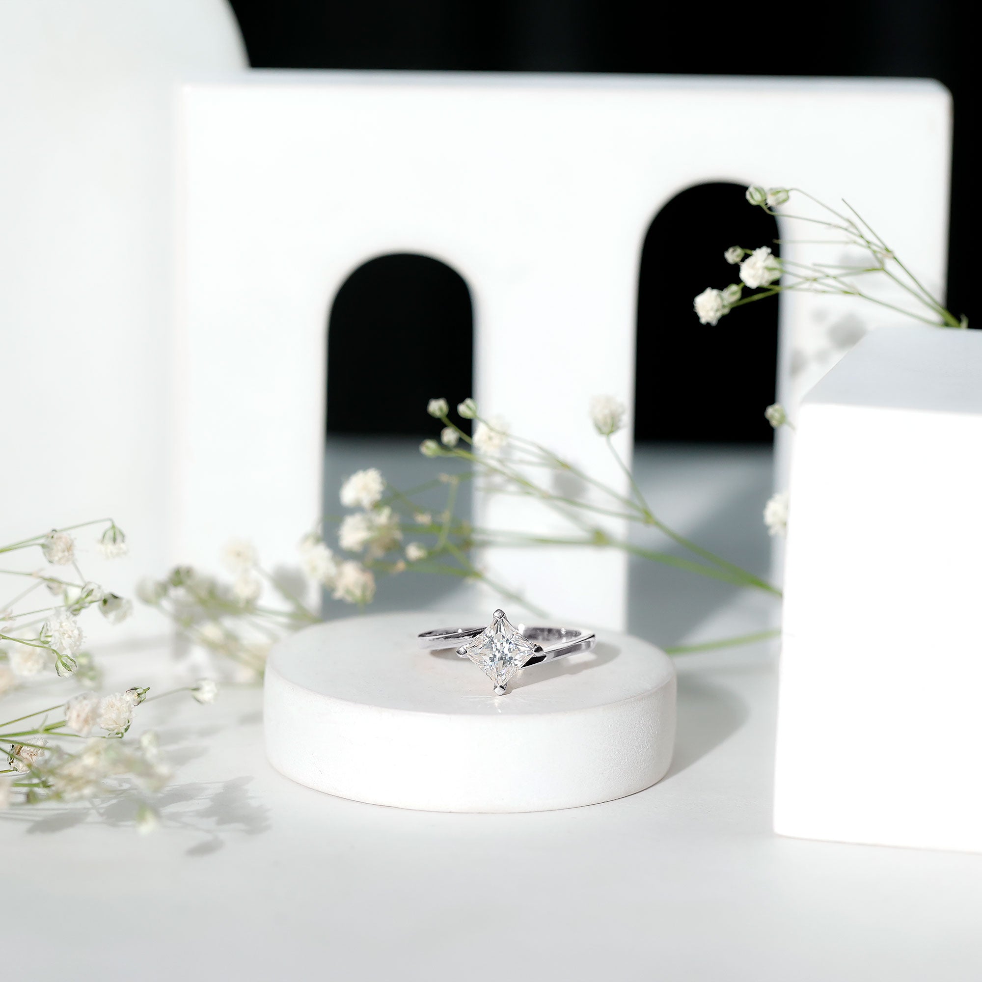 Rosec Jewels-Princess Cut Lab Grown Diamond Bypass Engagement Ring for Women