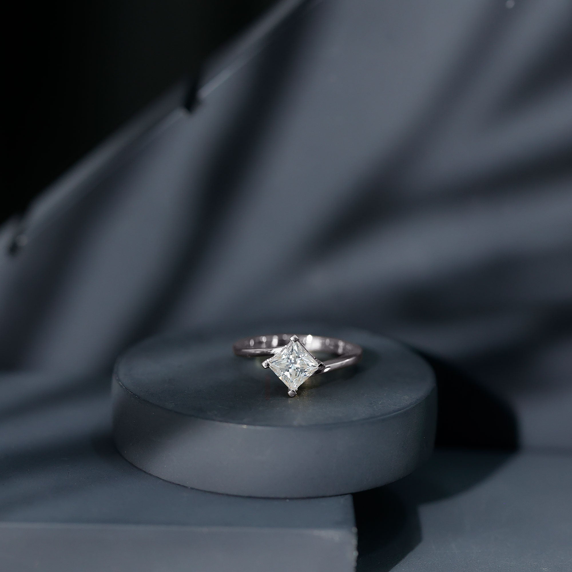 Princess Cut Lab Grown Diamond Bypass Engagement Ring for Women Lab - ( EF-VS ) - Rosec Jewels