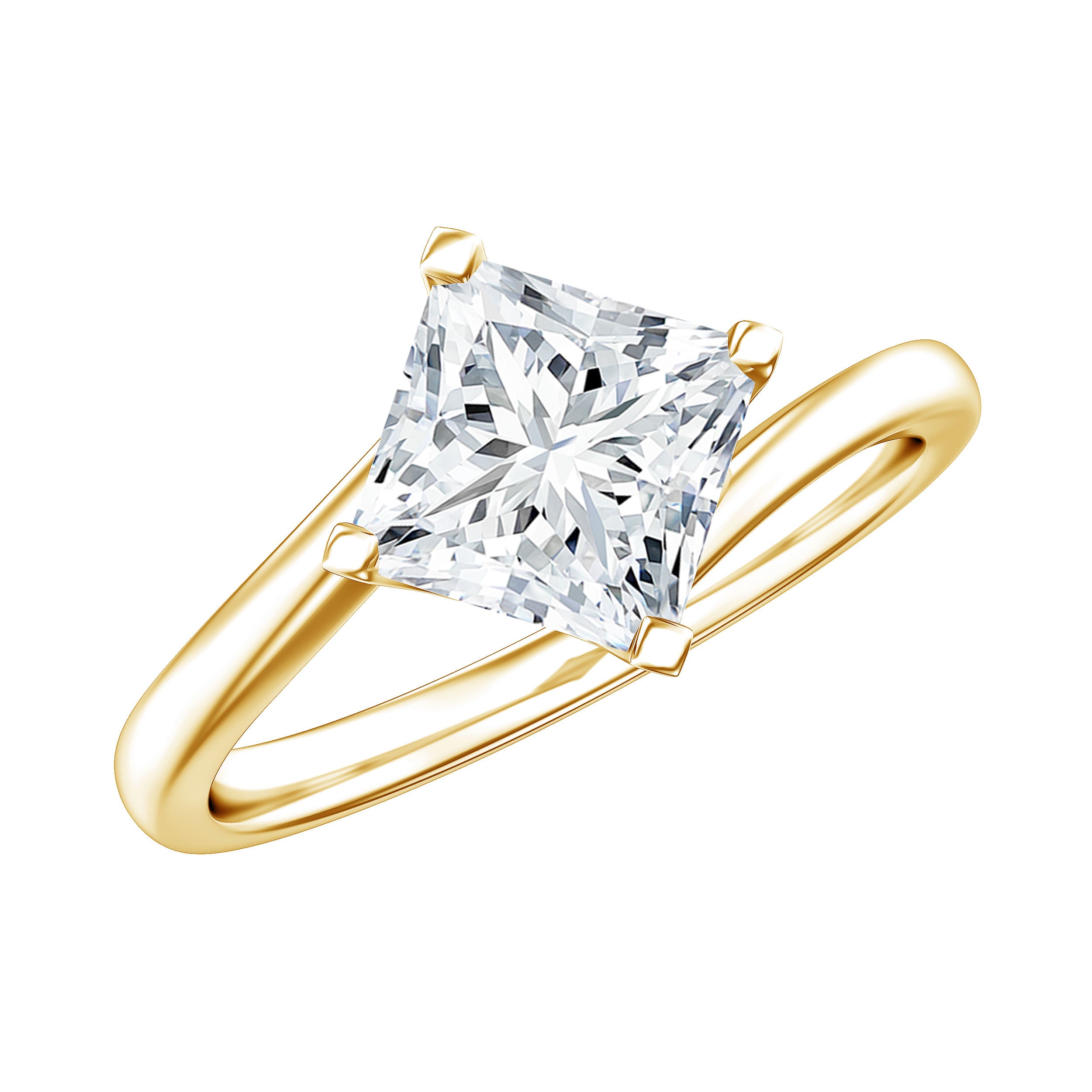Princess Cut Lab Grown Diamond Bypass Engagement Ring for Women Lab - ( EF-VS ) - Rosec Jewels