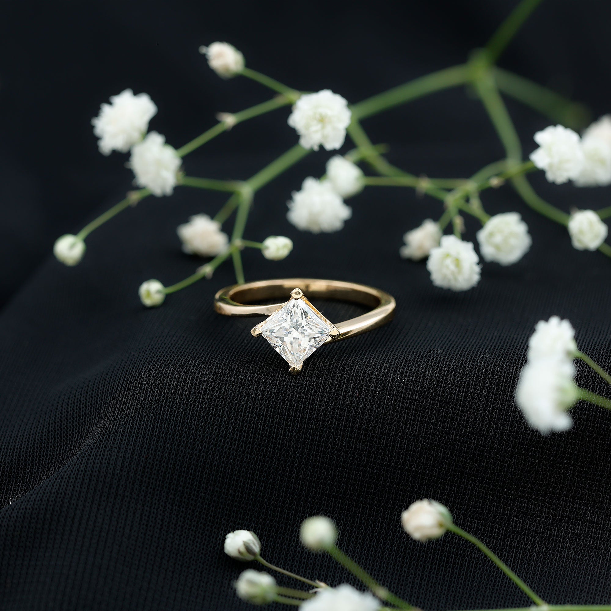 Princess Cut Lab Grown Diamond Bypass Engagement Ring for Women Lab - ( EF-VS ) - Rosec Jewels