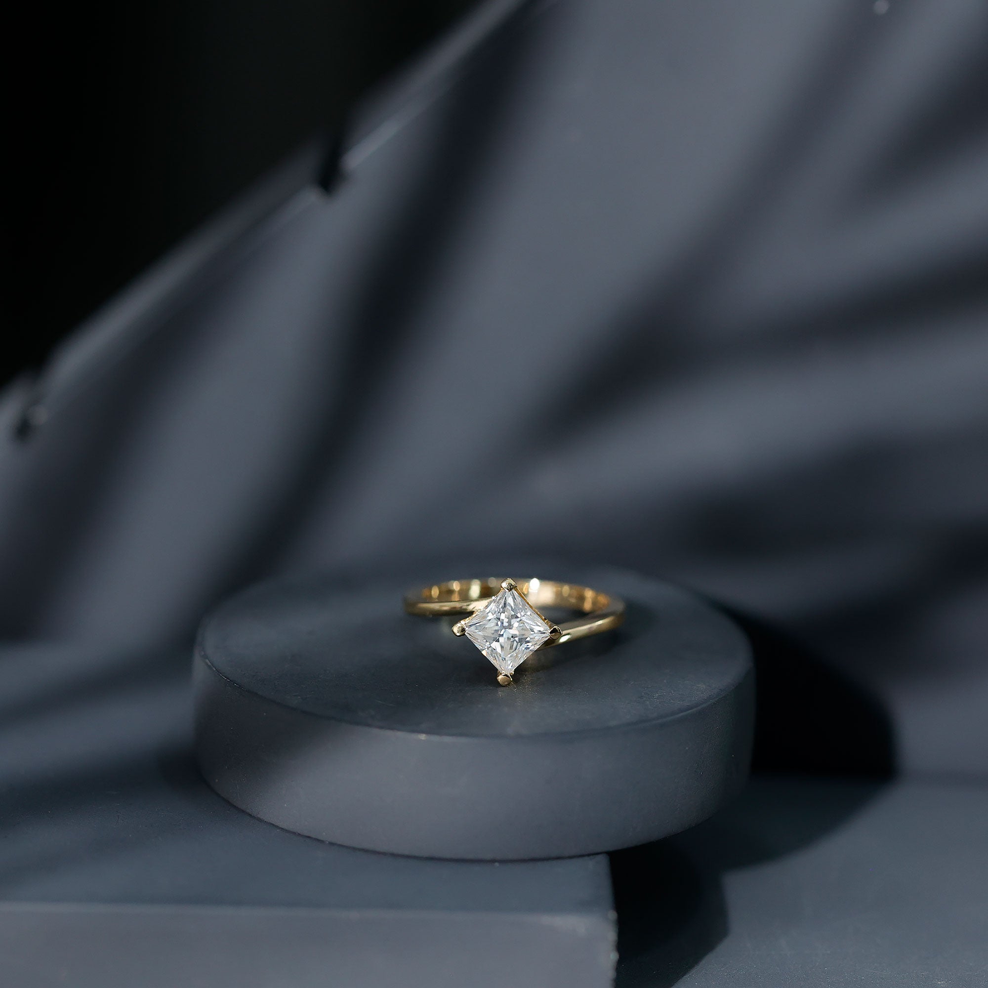 Princess Cut Lab Grown Diamond Bypass Engagement Ring for Women Lab - ( EF-VS ) - Rosec Jewels