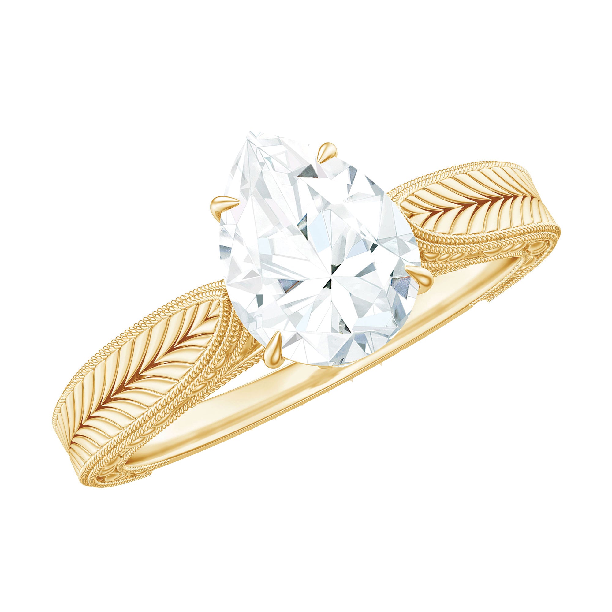 Rosec Jewels-6X8 mm Pear Lab Created Diamond Filigree Engagement Ring