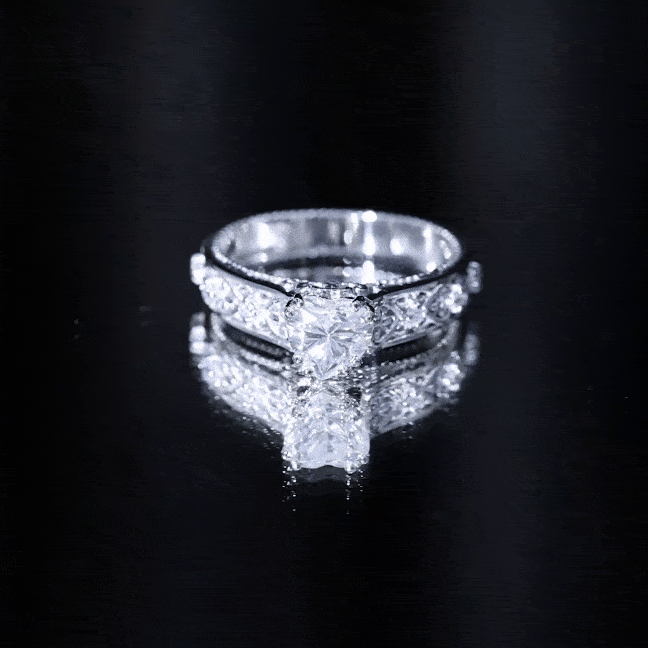 Certified 1 Carat Heart Lab Created Vintage Engagement Ring Lab - ( EF-VS ) - Rosec Jewels