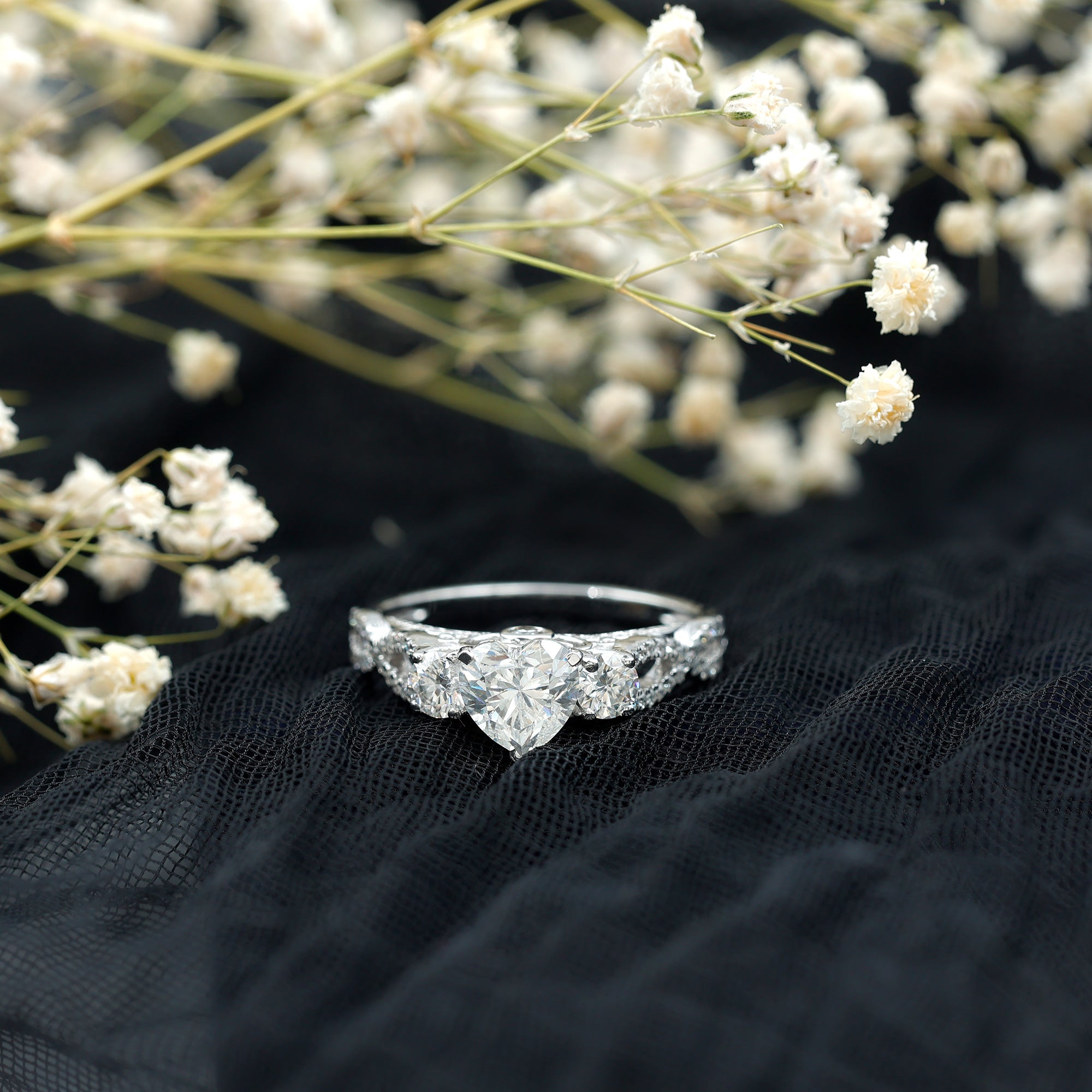 Certified 7 MM Lab Grown Diamond Heart Shaped Engagement Ring Lab - ( EF-VS ) - Rosec Jewels