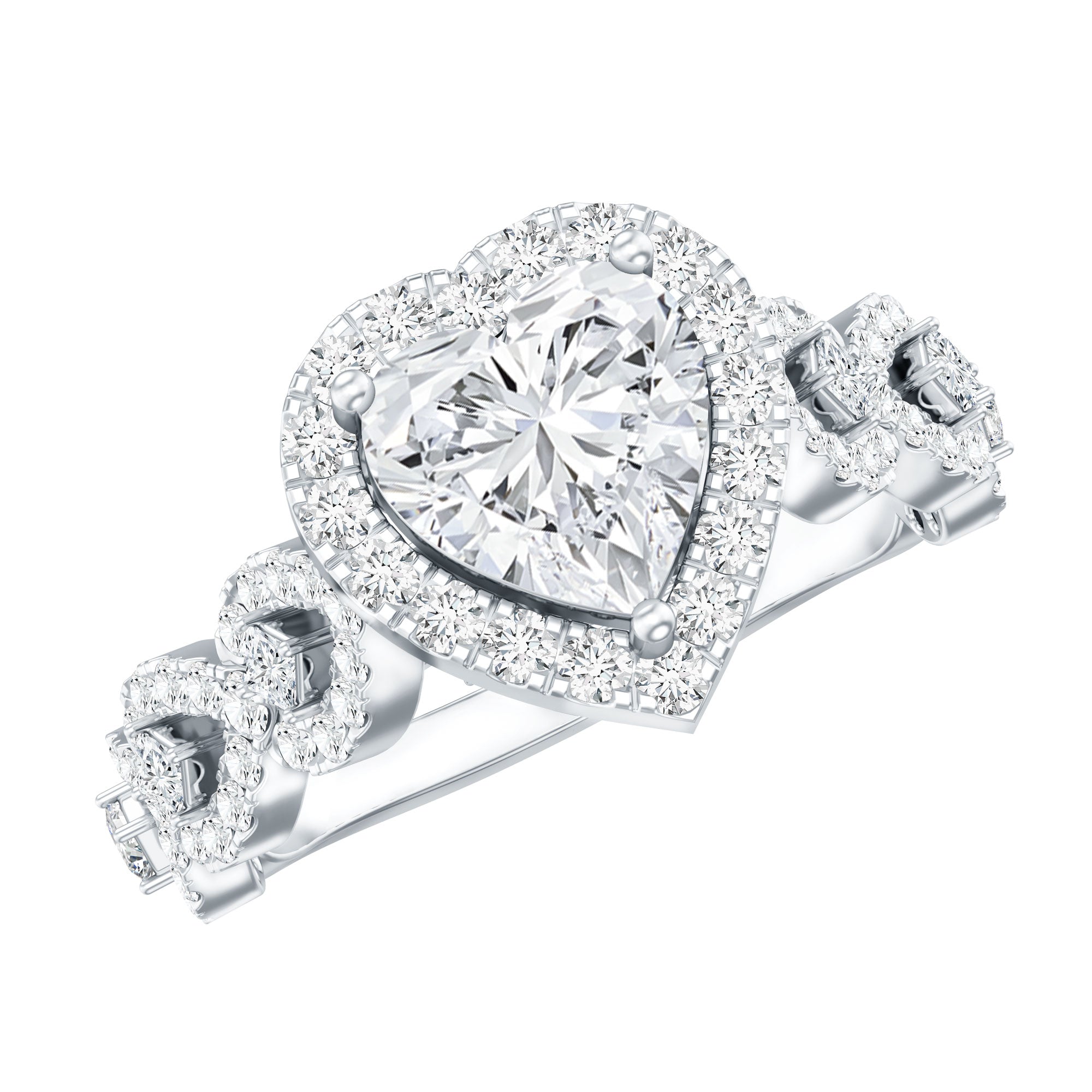 Vintage Inspired Lab Grown Diamond Heart Engagement Ring For Her Lab - ( EF-VS ) - Rosec Jewels