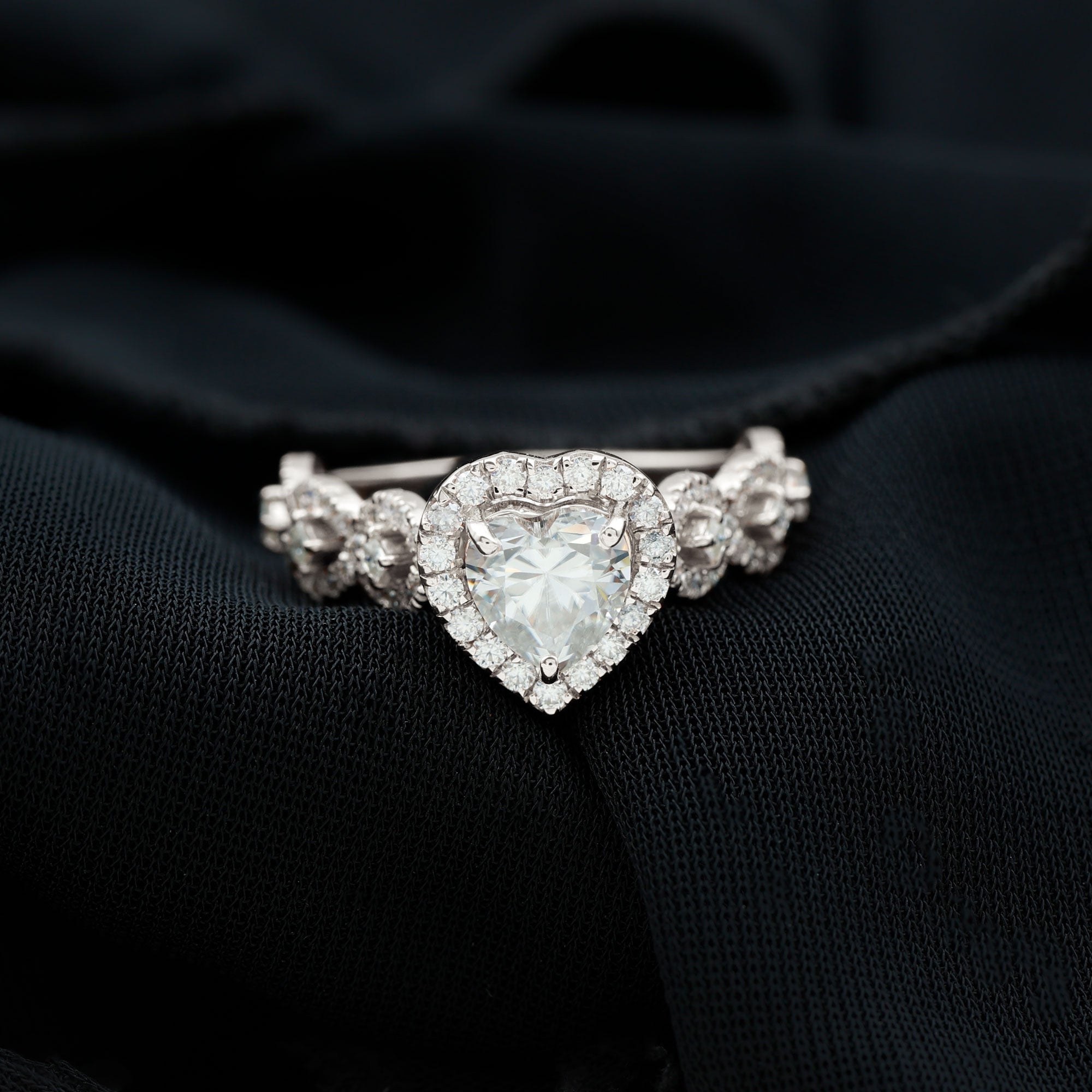 Vintage Inspired Lab Grown Diamond Heart Engagement Ring For Her Lab - ( EF-VS ) - Rosec Jewels