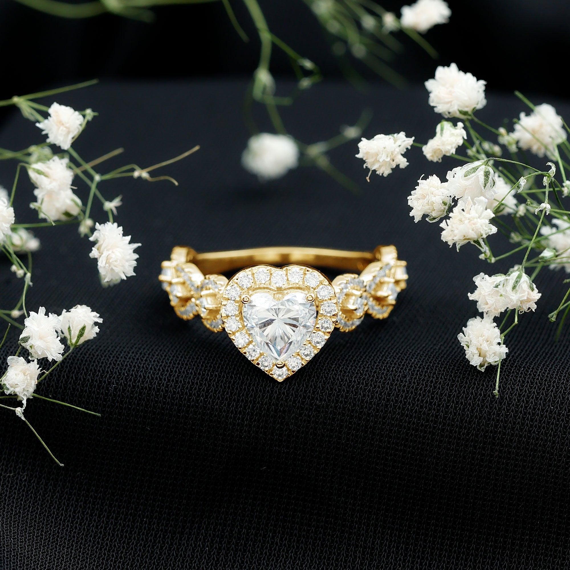 Vintage Inspired Lab Grown Diamond Heart Engagement Ring For Her Lab - ( EF-VS ) - Rosec Jewels