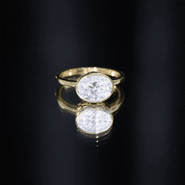 Bezel Set Lab Grown Diamond East West Engagement Ring Lab - ( EF-VS ) - Rosec Jewels