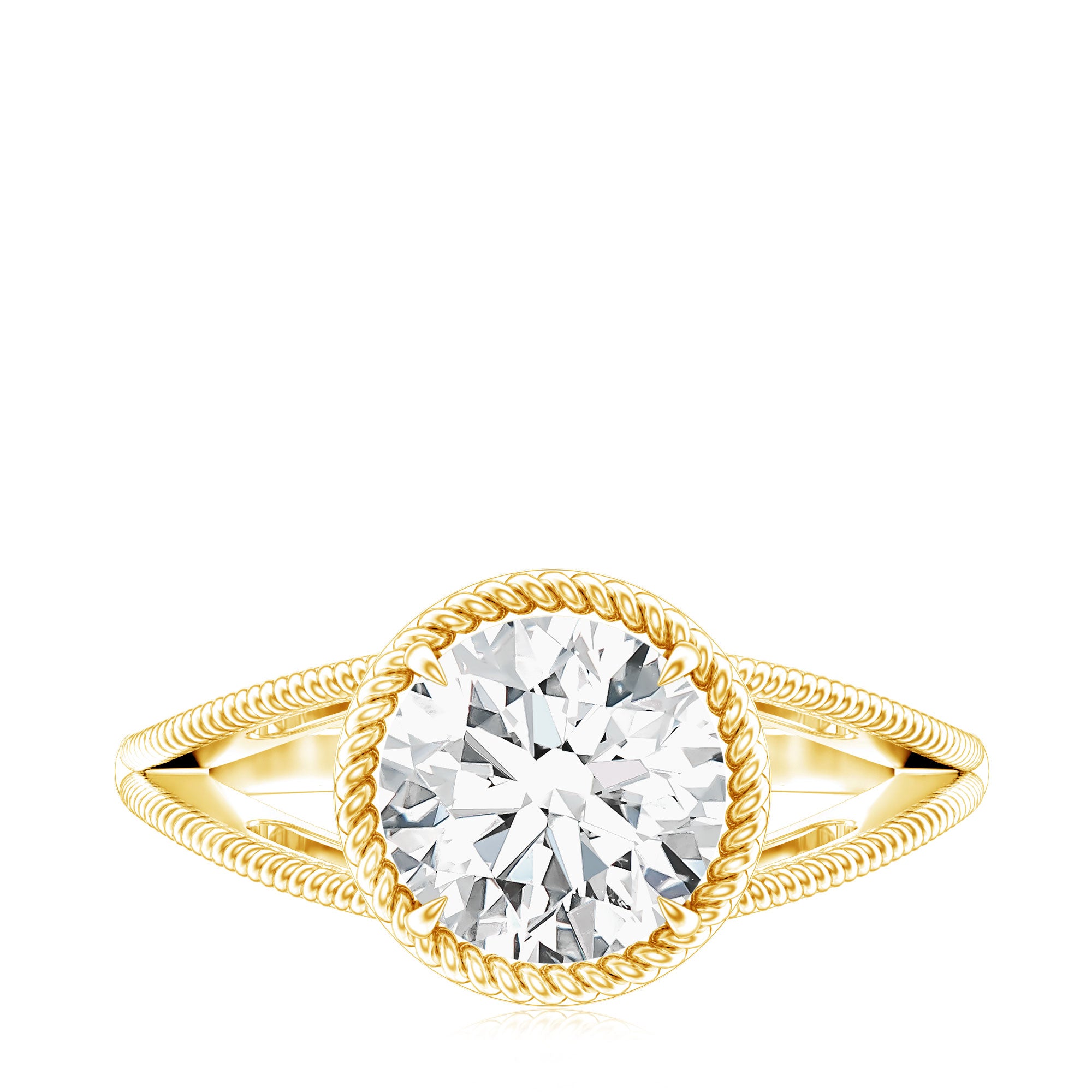 Man Made Diamond Engagement Ring With Split Shank Lab - ( EF-VS ) - Rosec Jewels