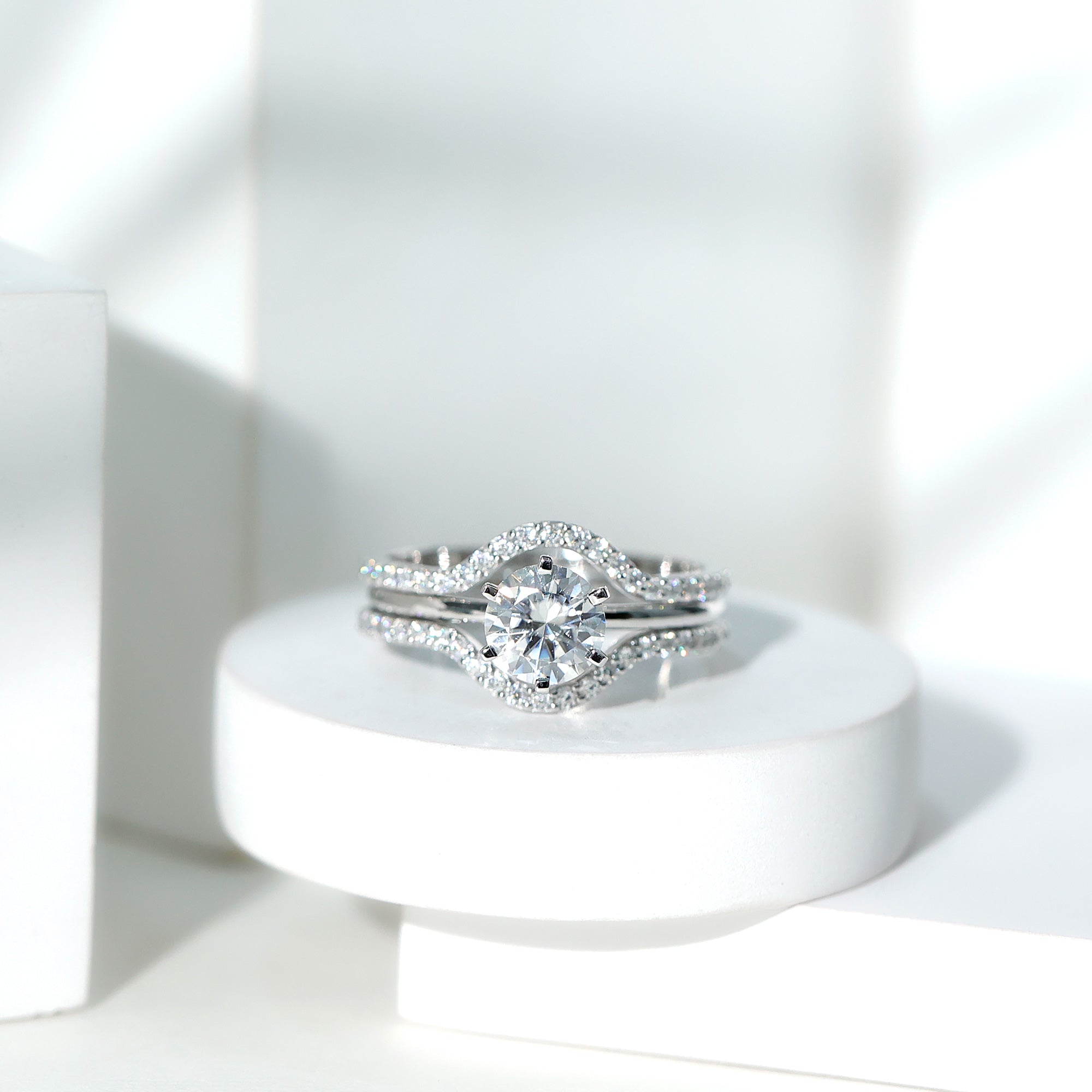 Lab Created Diamond Engagement Ring with Ring Guard Lab - ( EF-VS ) - Rosec Jewels
