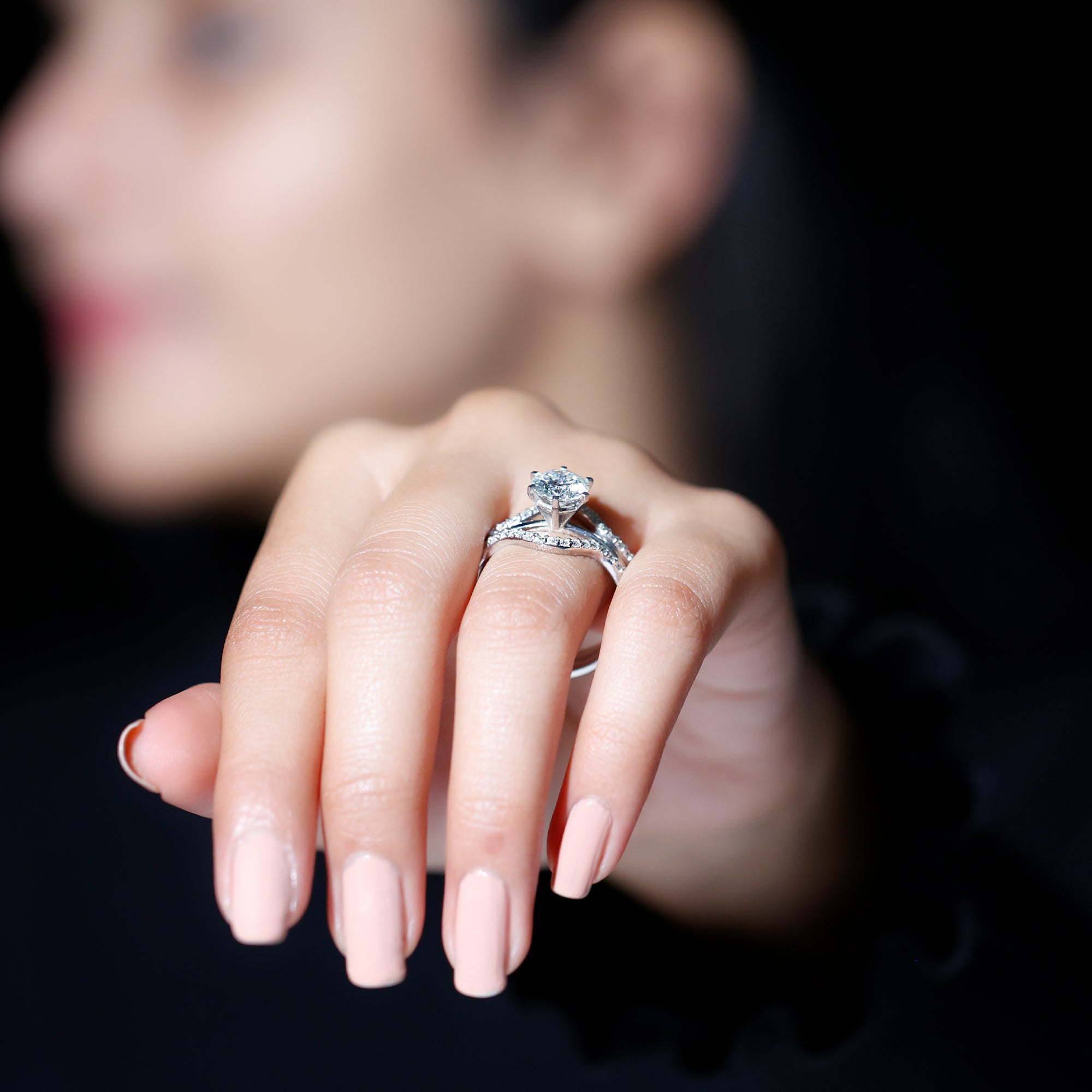 Rosec Jewels-Lab Created Diamond Engagement Ring with Ring Guard