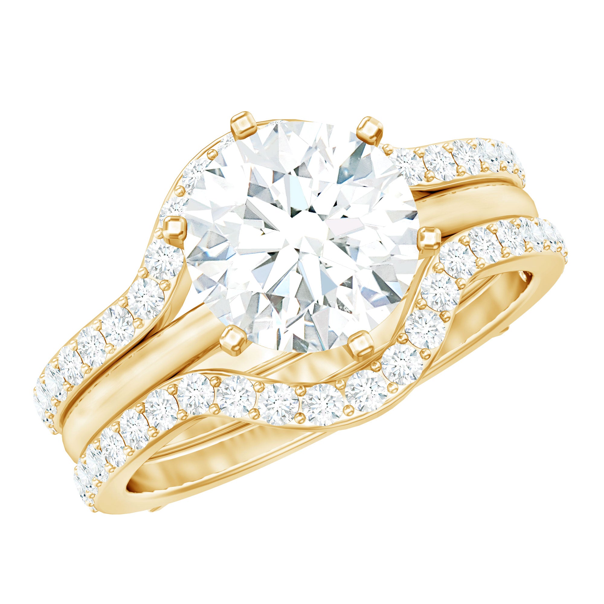 Rosec Jewels-Lab Created Diamond Engagement Ring with Ring Guard