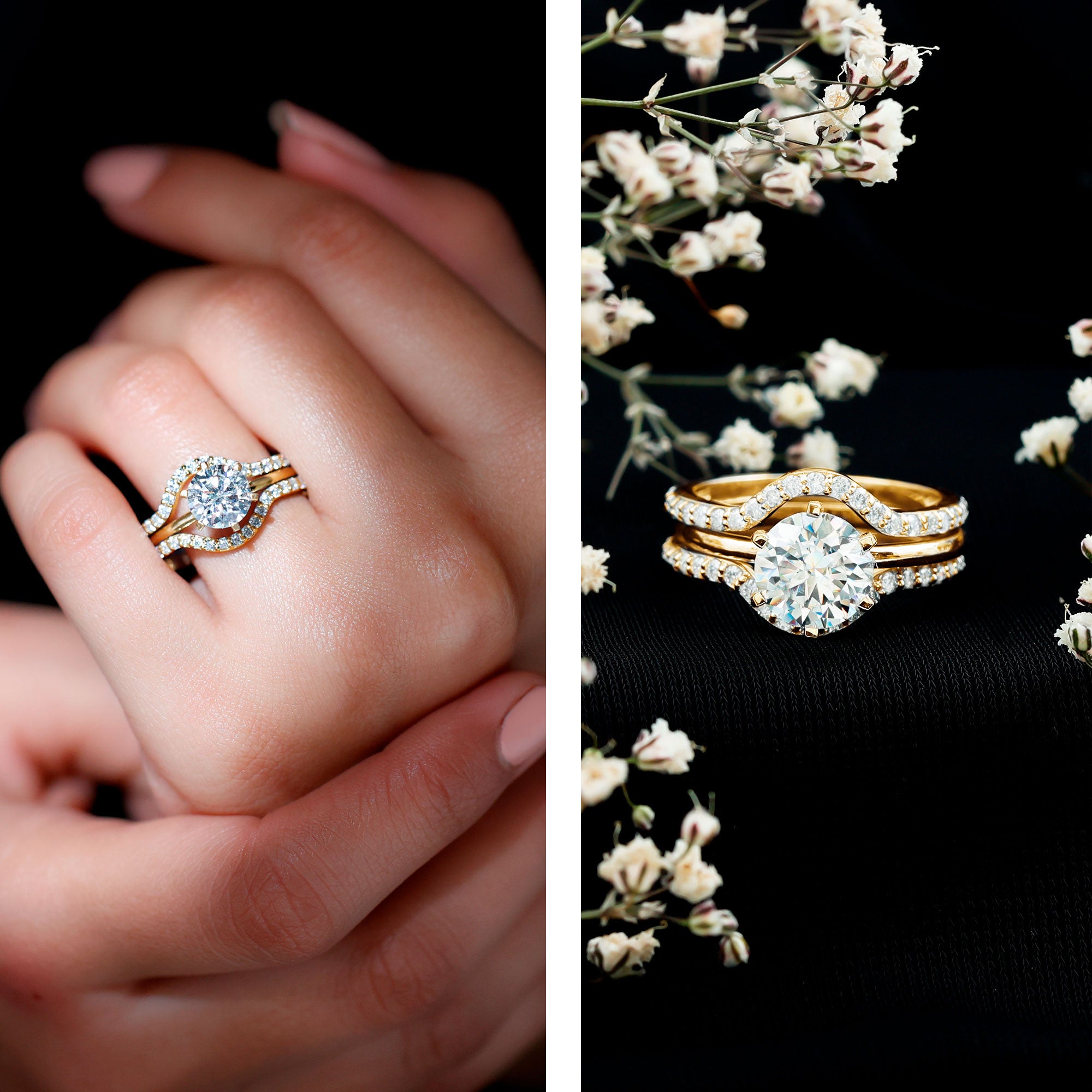 Lab Created Diamond Engagement Ring with Ring Guard Lab - ( EF-VS ) - Rosec Jewels