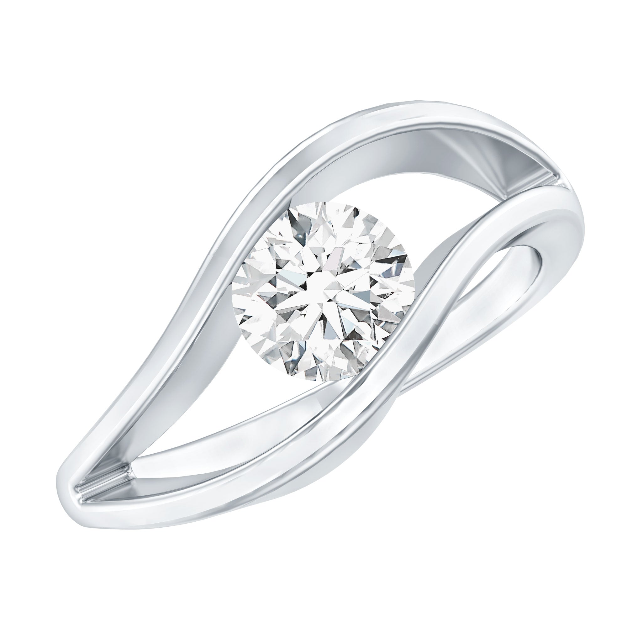Certified 6 mm Lab Created Diamond Round Engagement Ring in Tension Setting