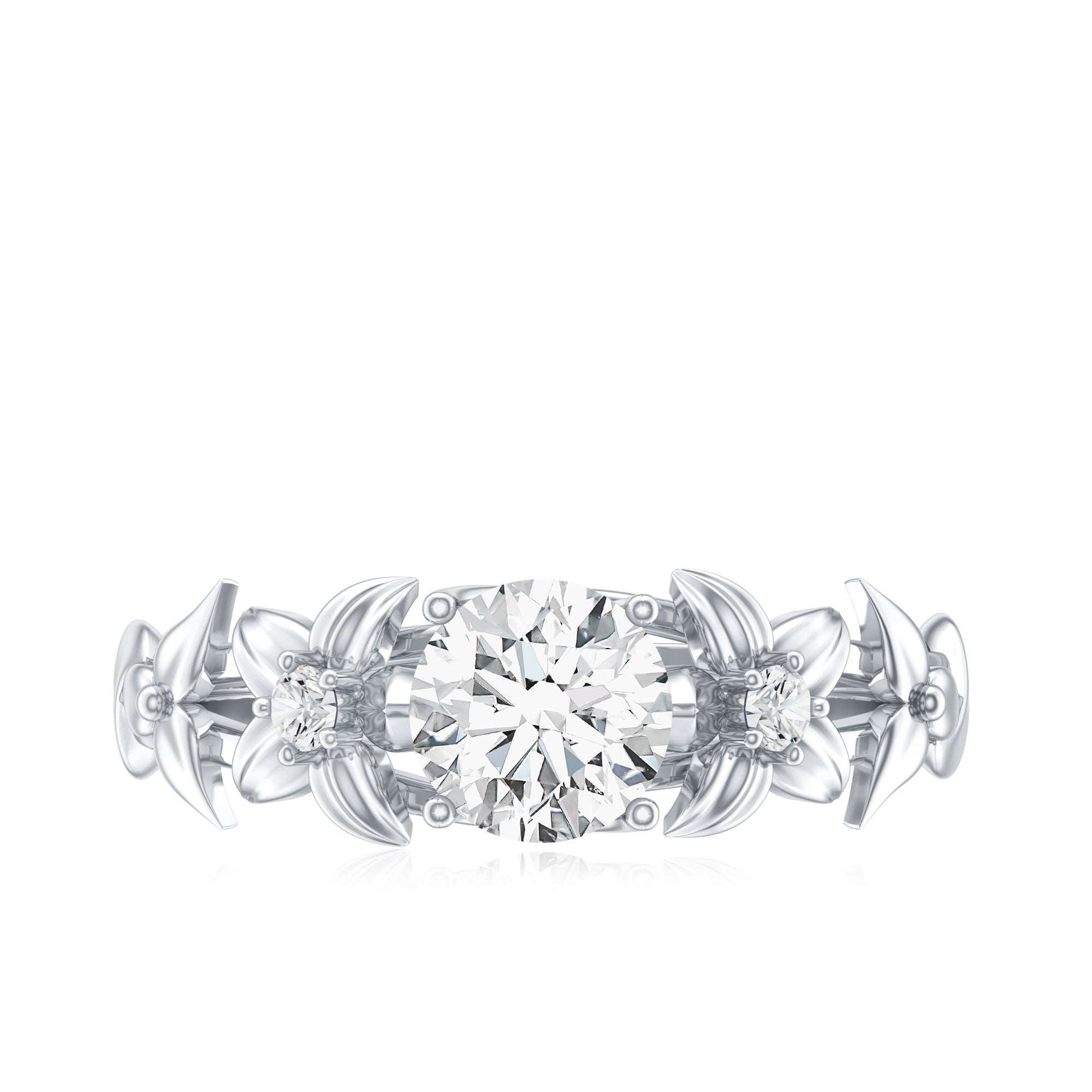 Certified 1 Ct Lab Grown Diamond Nature Engagement Ring Lab - ( EF-VS ) - Rosec Jewels