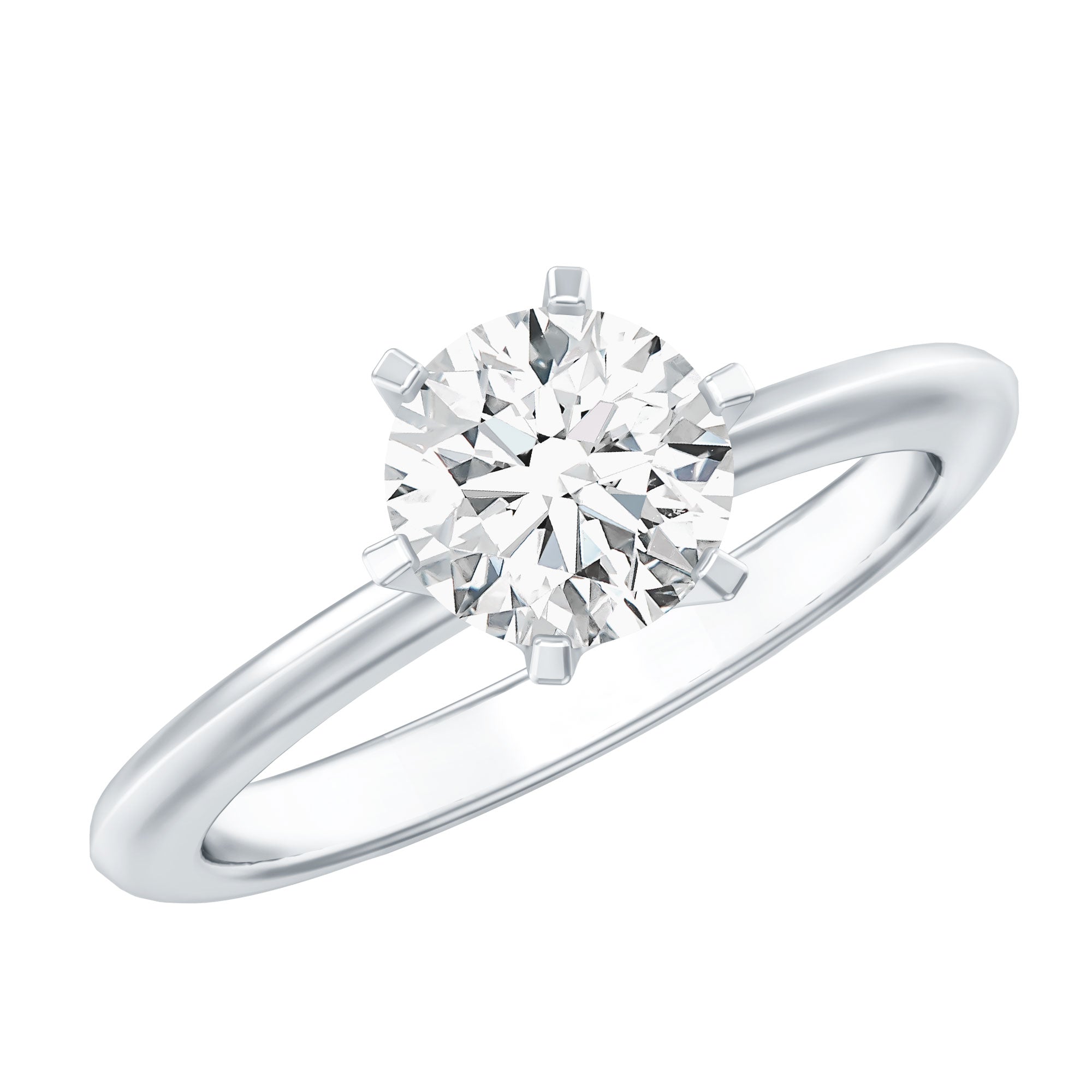 Brilliant Cut Lab Grown Diamond Solitaire Engagement Ring With 6 Prongs Lab - ( EF-VS ) - Rosec Jewels