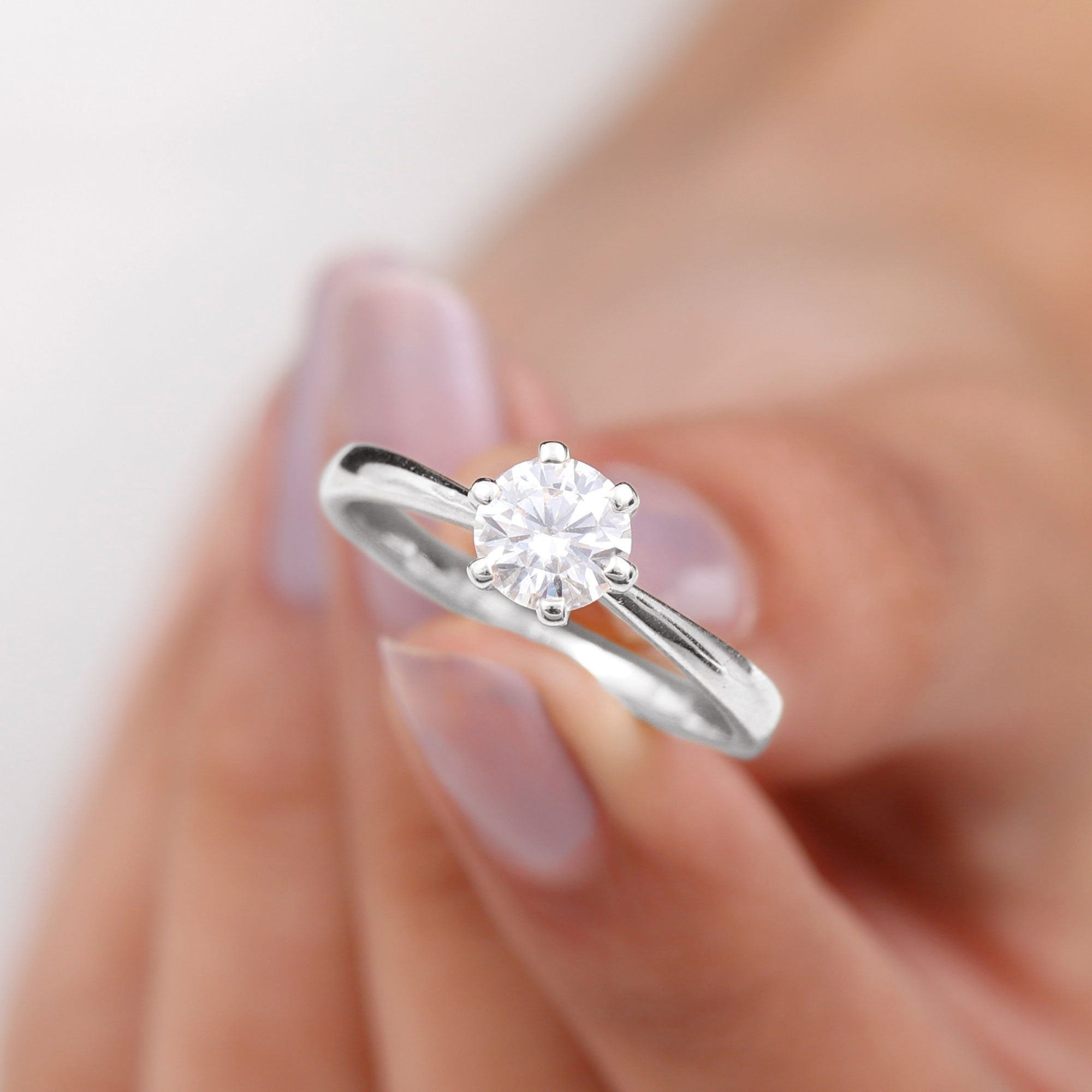 Rosec Jewels-Brilliant Cut Lab Grown Diamond Solitaire Engagement Ring With 6 Prongs