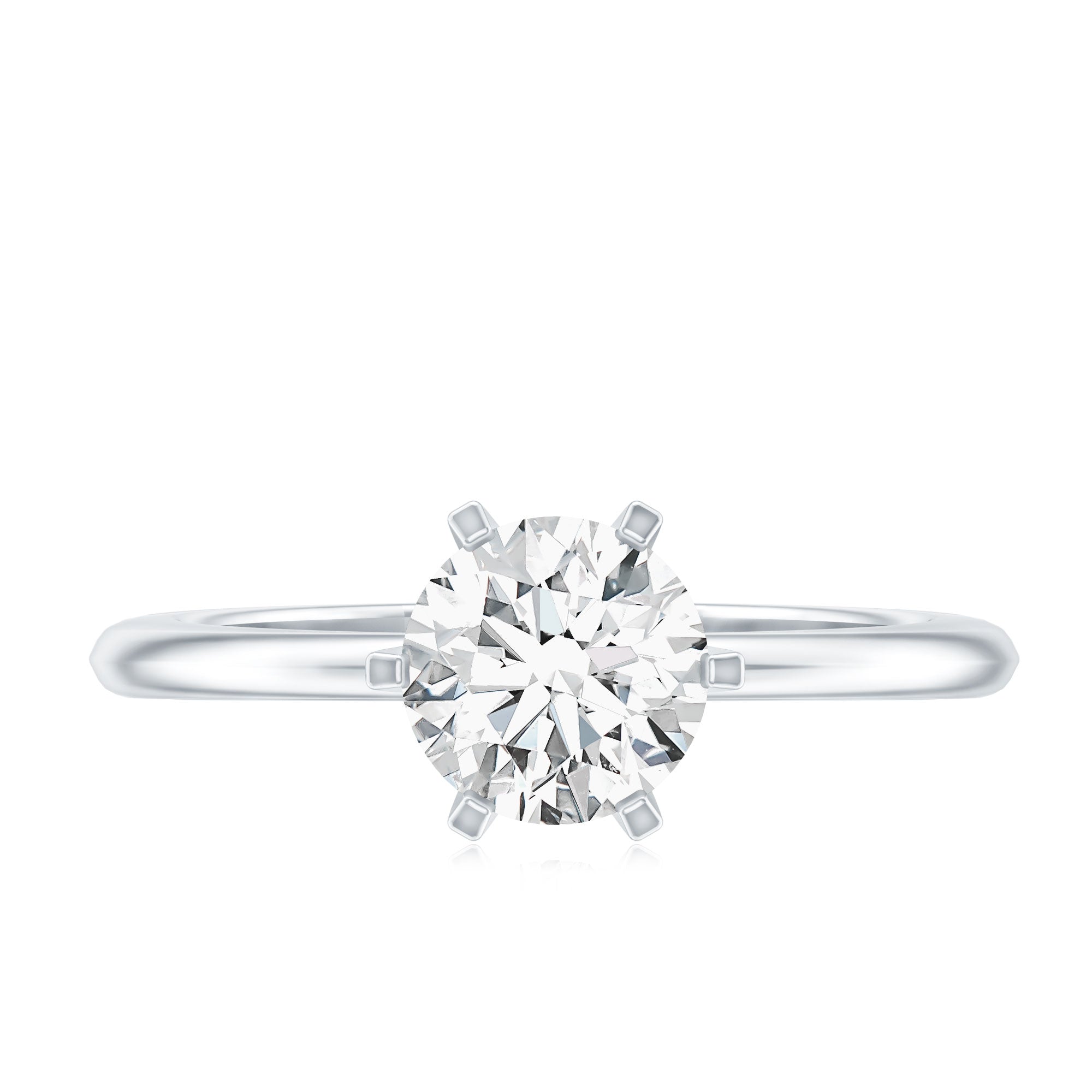Brilliant Cut Lab Grown Diamond Solitaire Engagement Ring With 6 Prongs Lab - ( EF-VS ) - Rosec Jewels