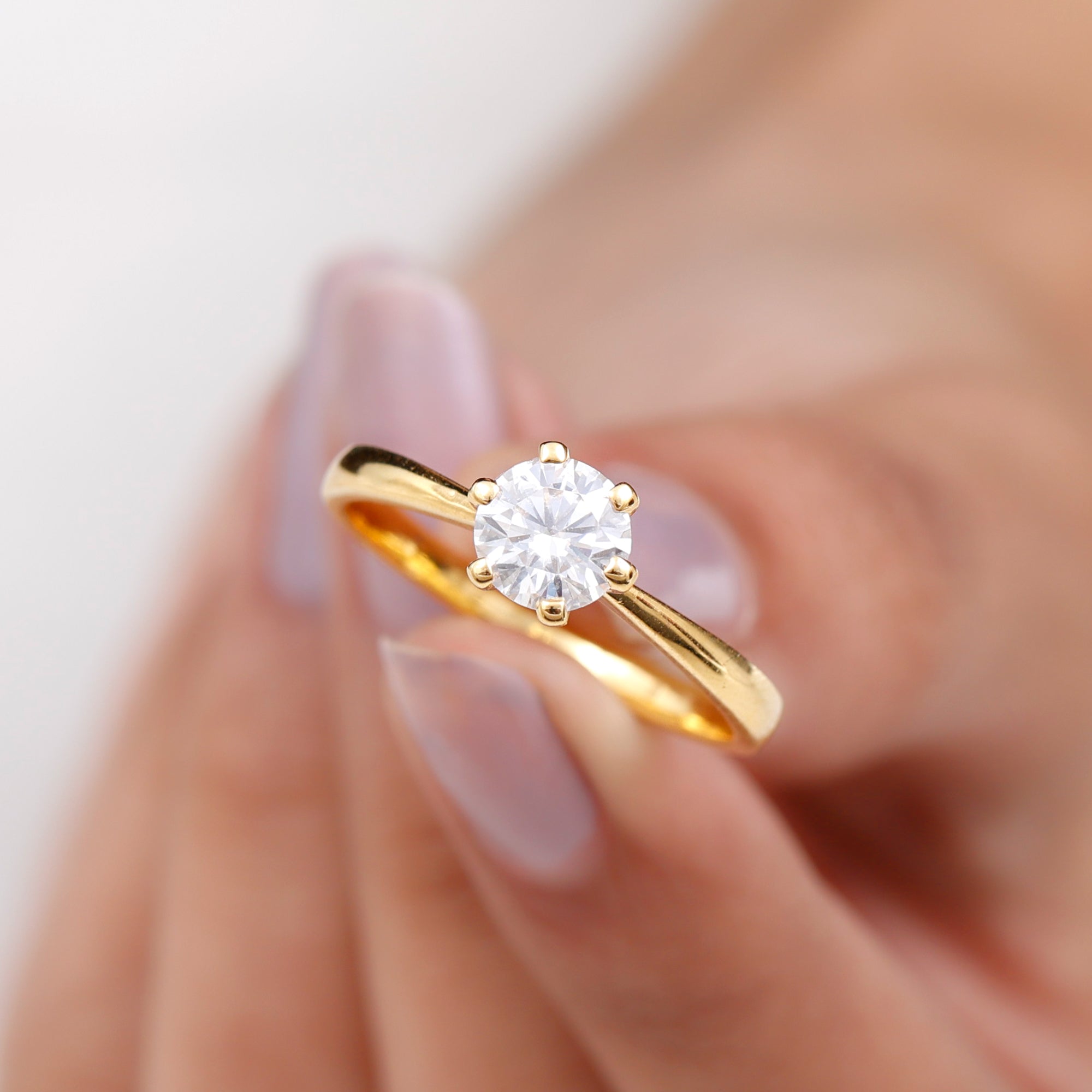 Rosec Jewels-Brilliant Cut Lab Grown Diamond Solitaire Engagement Ring With 6 Prongs