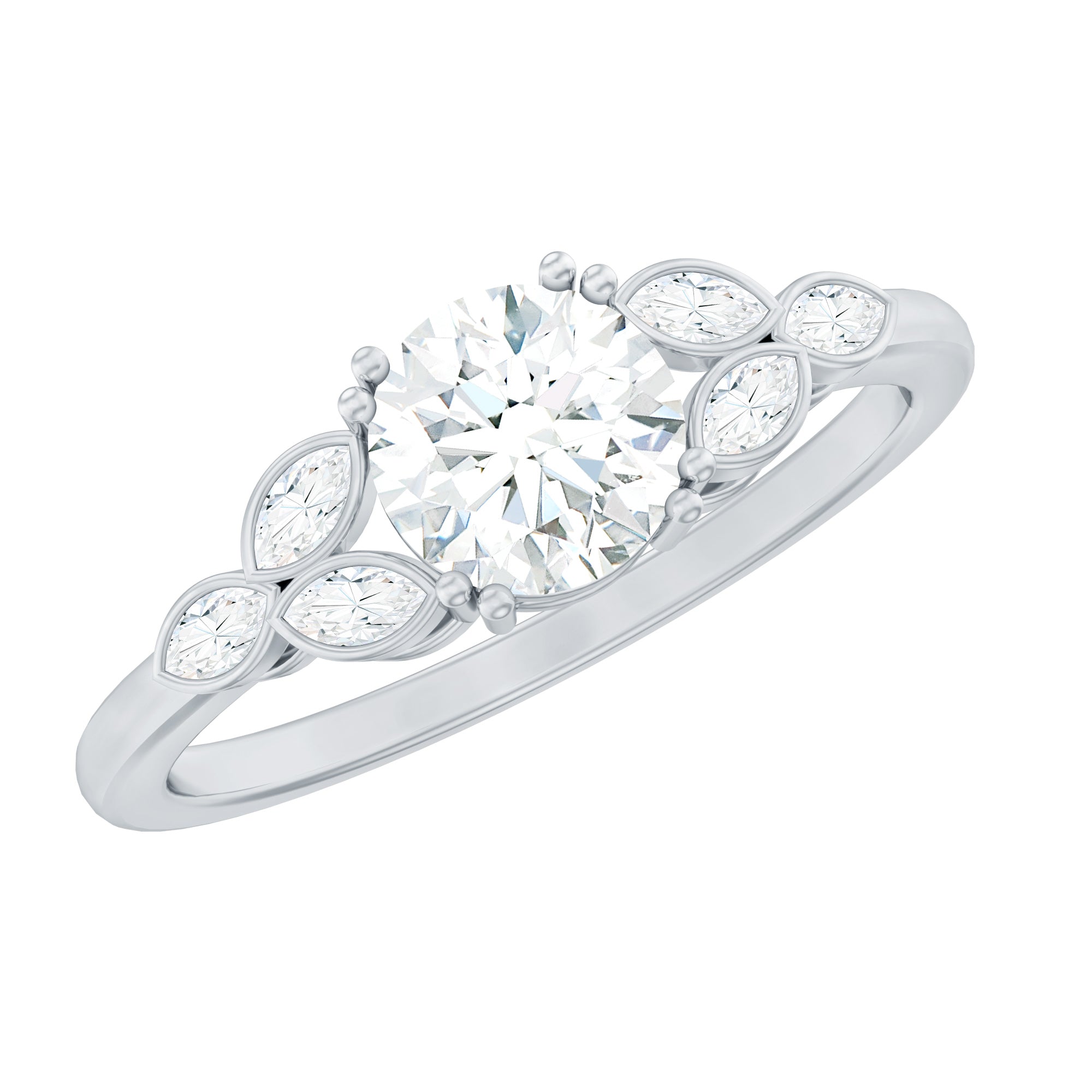 Rosec Jewels-Certified 6 MM Round Diamond Promise Engagement Ring For Her