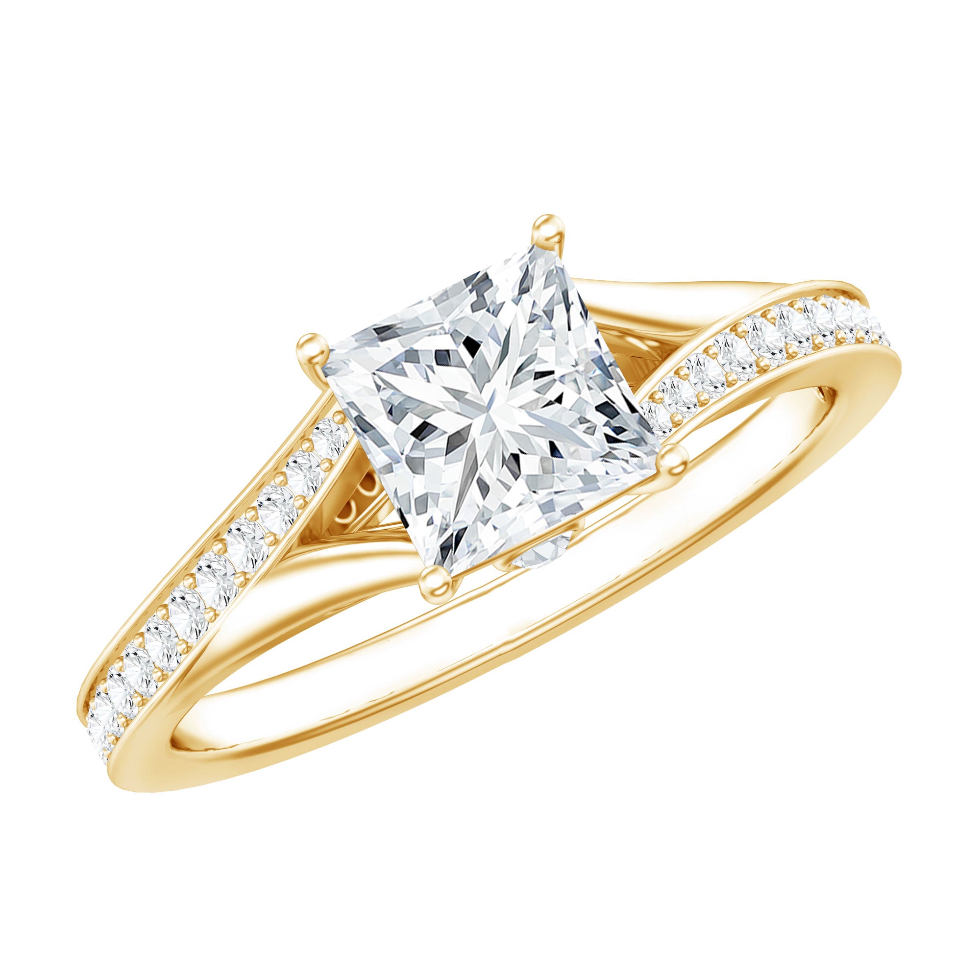 Princess Cut Engagement Ring for Women With Lab Created Diamond Lab - ( EF-VS ) - Rosec Jewels