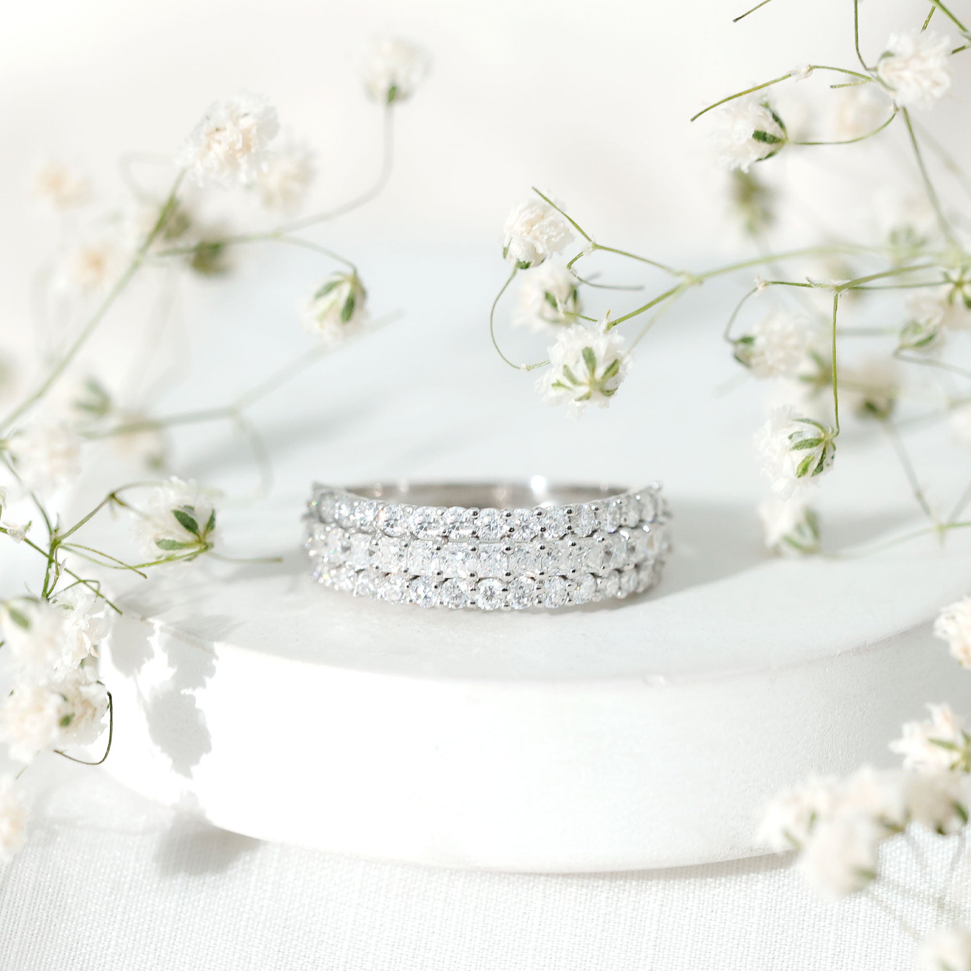 Half Eternity Lab Grown Diamond Wedding Band Lab - ( EF-VS ) - Rosec Jewels