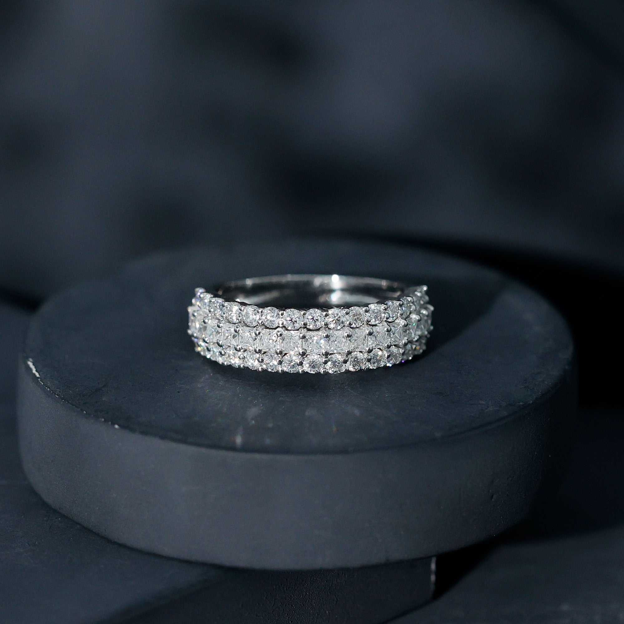 Half Eternity Lab Grown Diamond Wedding Band Lab - ( EF-VS ) - Rosec Jewels