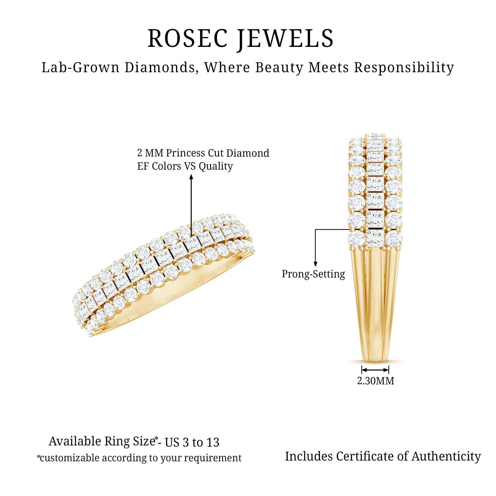 Rosec Jewels-Half Eternity Lab Grown Diamond Wedding Band