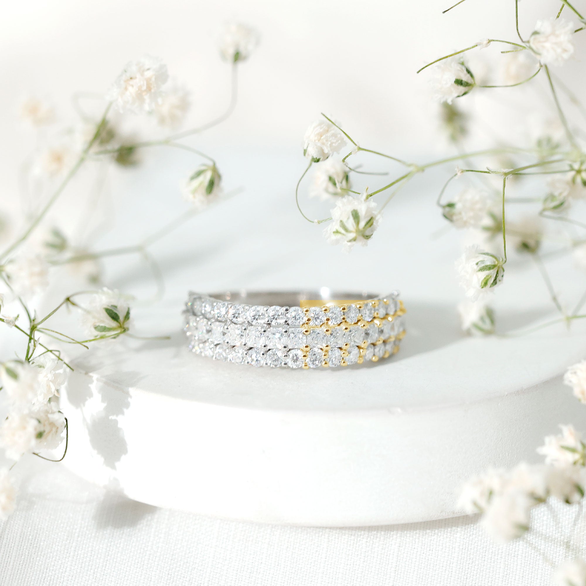 Half Eternity Lab Grown Diamond Wedding Band Lab - ( EF-VS ) - Rosec Jewels